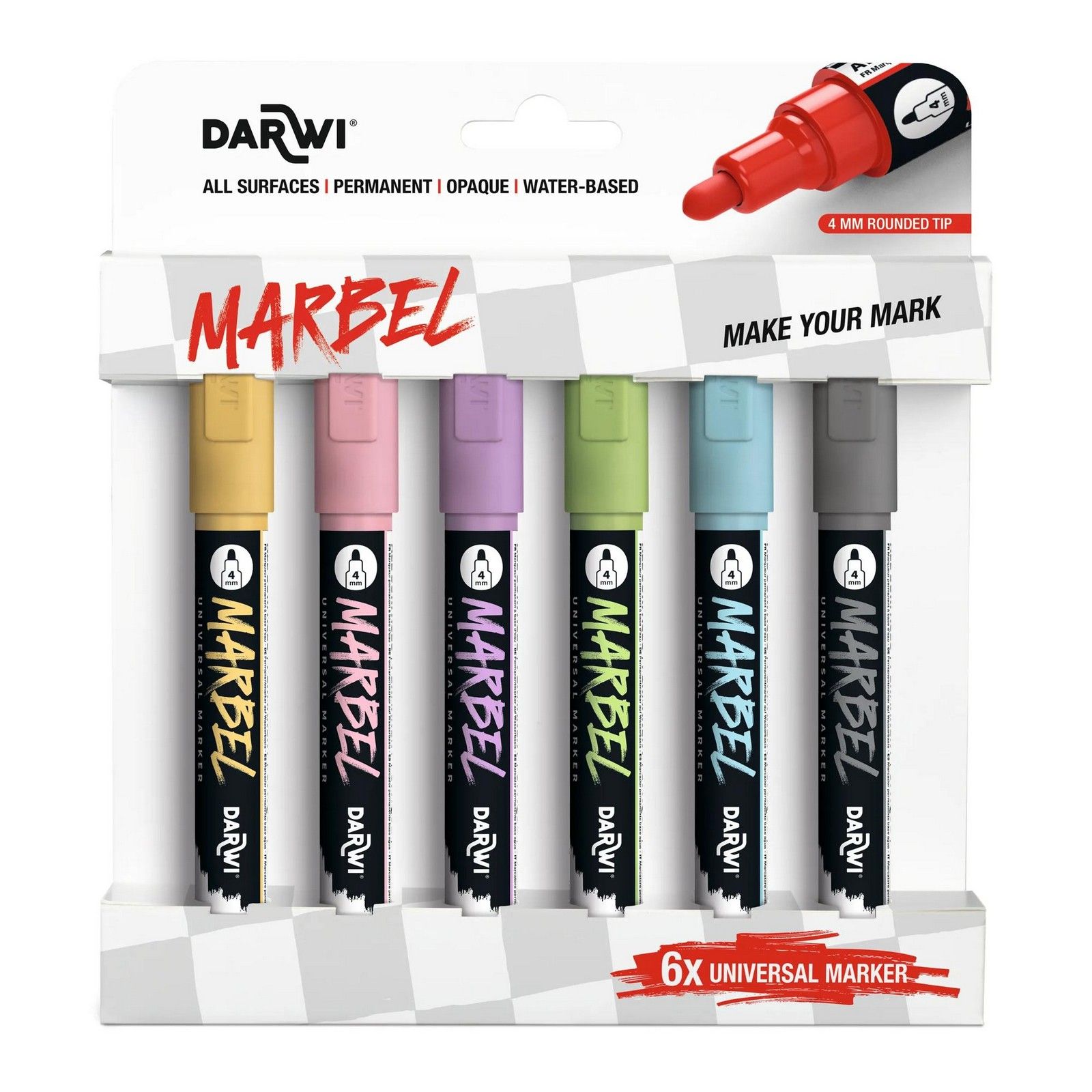 Darwi • Marbel Universal Markers 4mm punt Pastel 6pcs