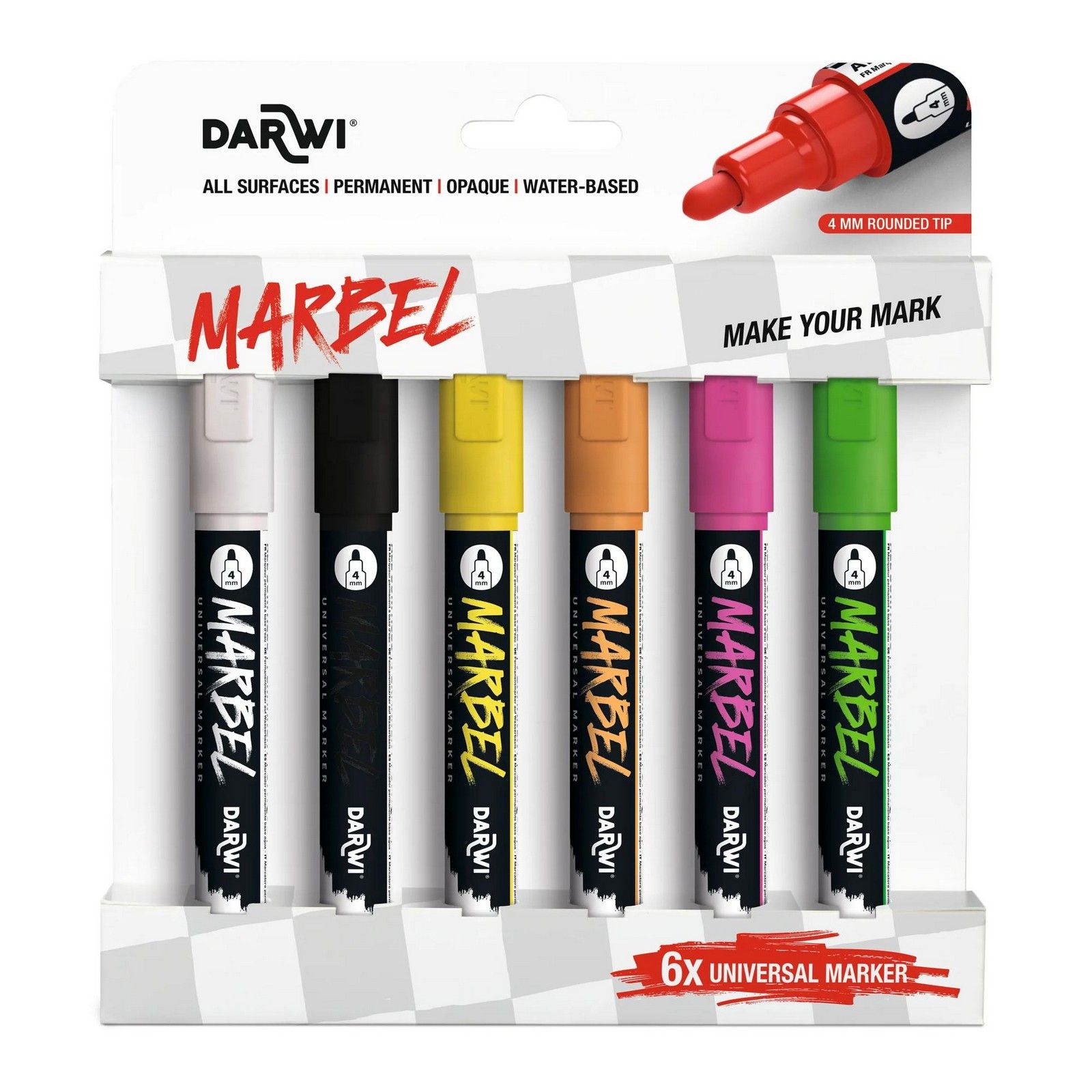 Darwi • Marbel Universal Markers 4mm punt Fluo 6pcs