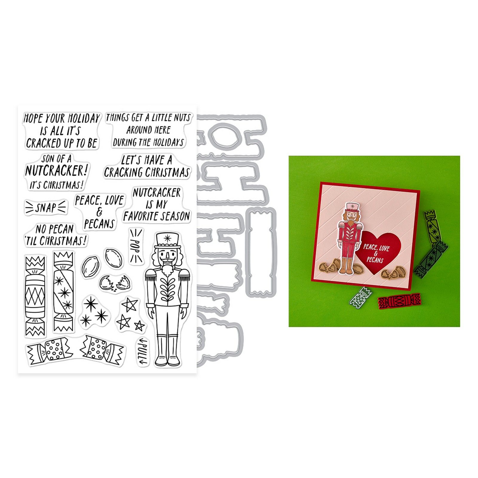 Hero Arts • Stempel & Snijmal Set Notenkraker & Feest Crackers 37st.