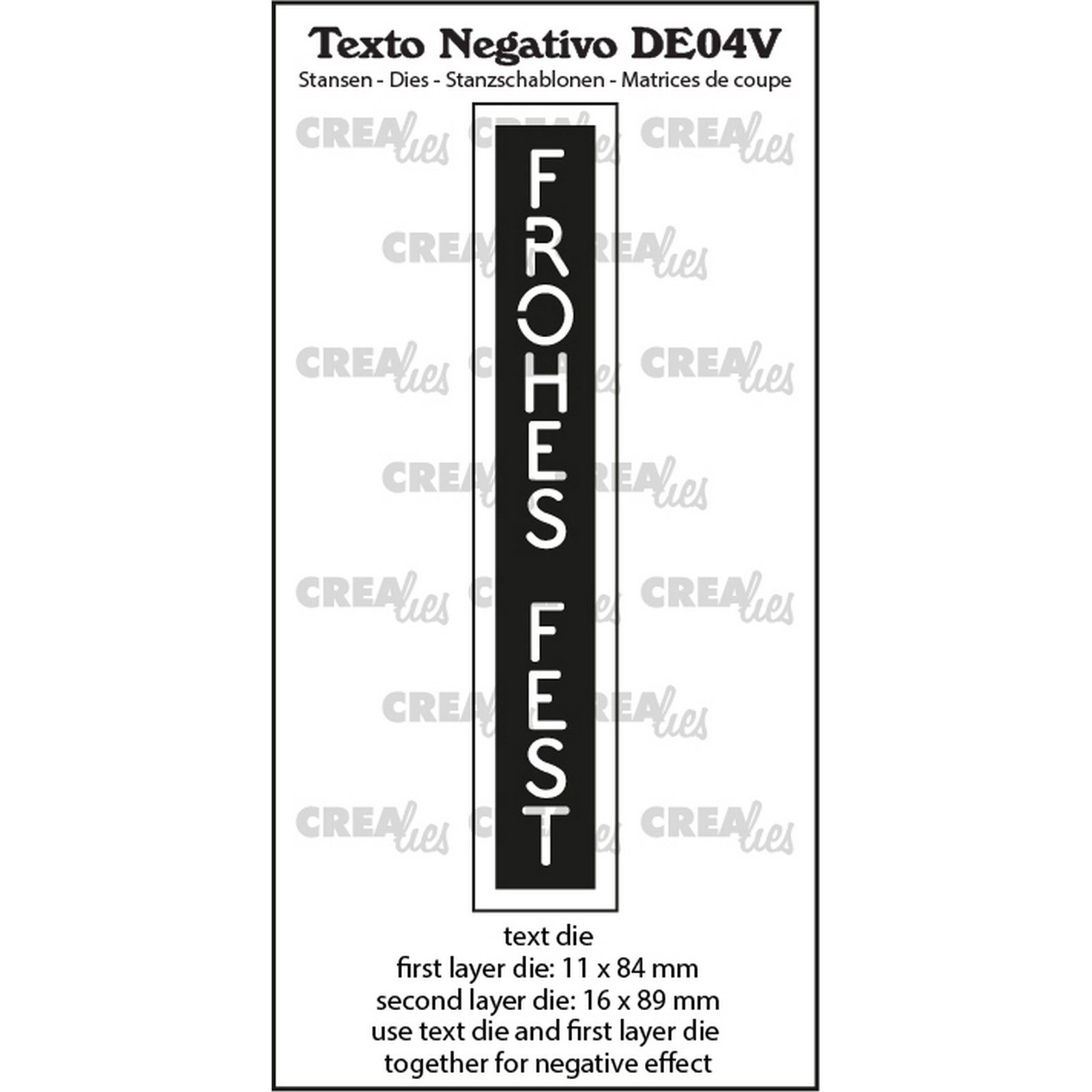 Crealies • Texto Negativo De: Frohes Fest (Vertikaal)