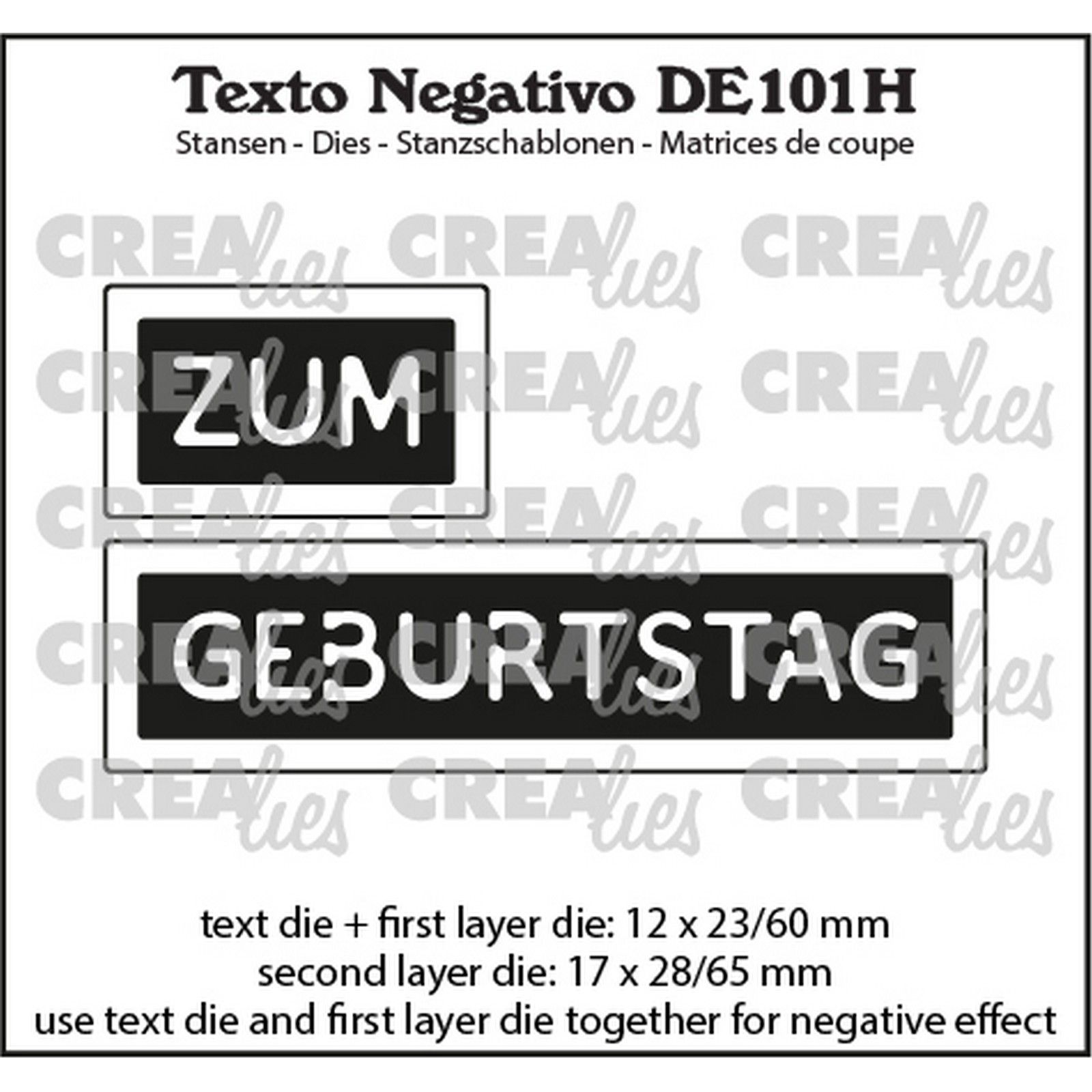 Crealies • Texto Negativo Stanzschablone Zum Geburtstag (Horizontal)