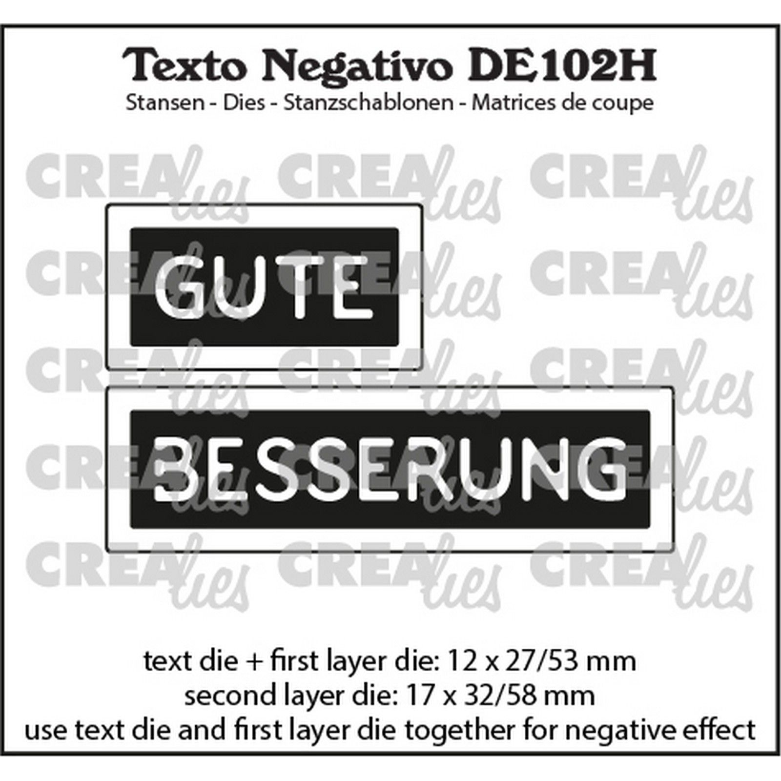 Crealies • Texto Negativo Matrice de Découpe Gute Besserung (Horizontal)