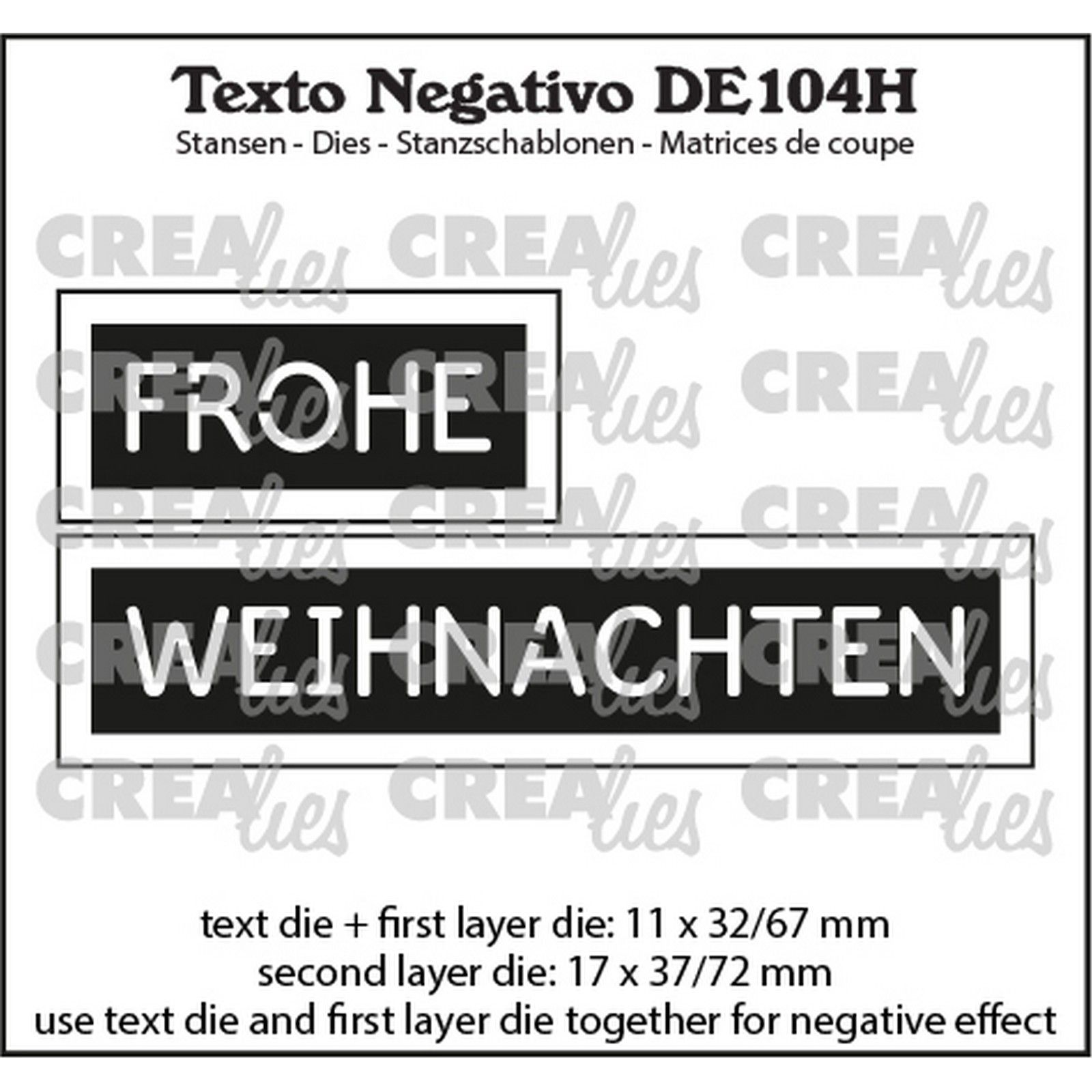 Crealies • Texto Negativo De: Frohe Weihnachten (Horizontaal)