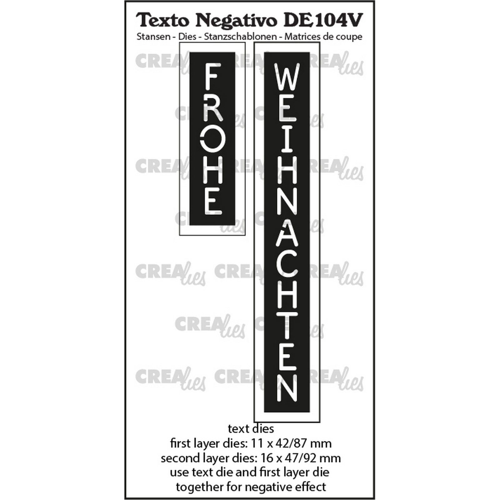 Crealies • Texto Negativo De: Frohe Weihnachten (Vertikaal)