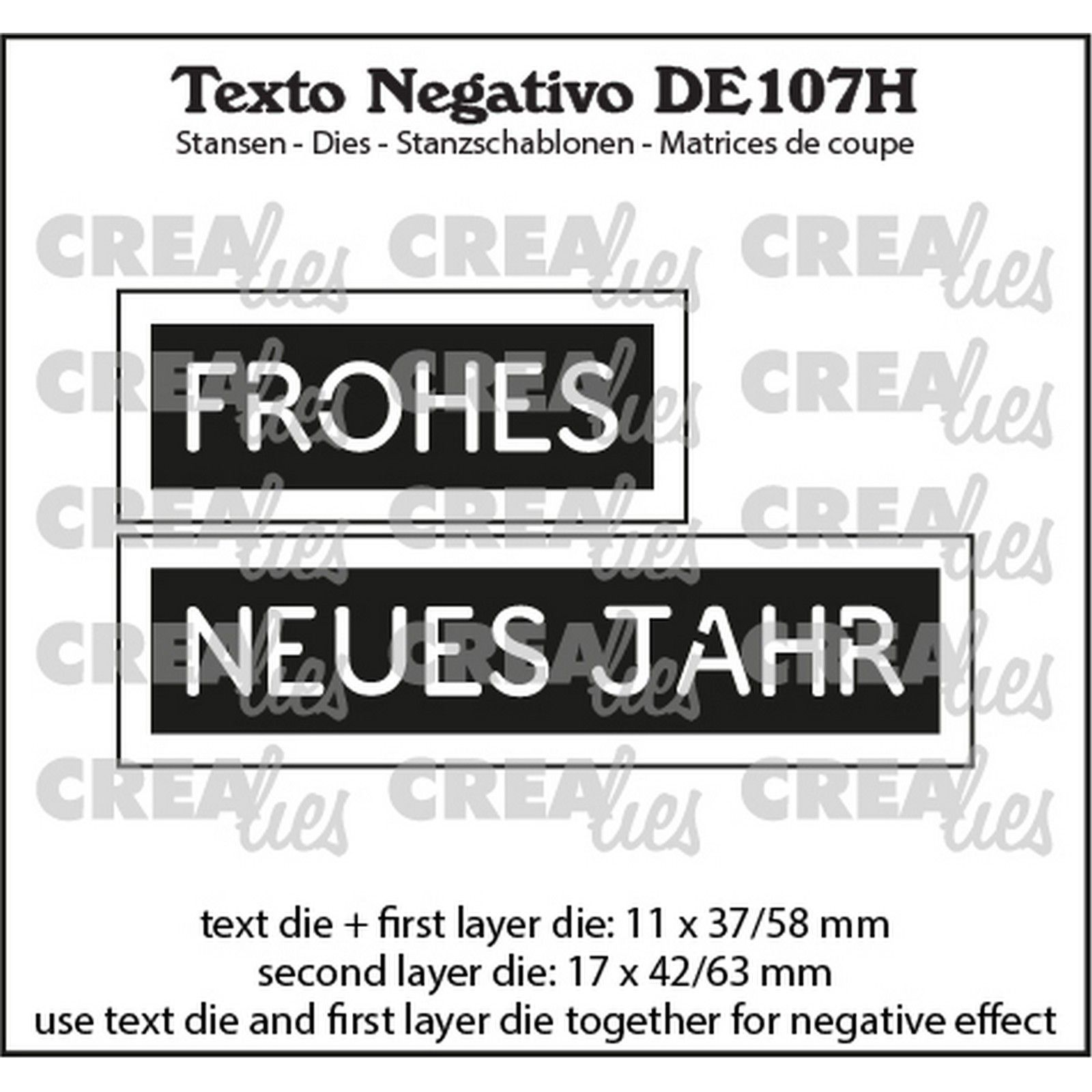 Crealies • Texto Negativo De: Frohes Neues Jahr (Horizontal)