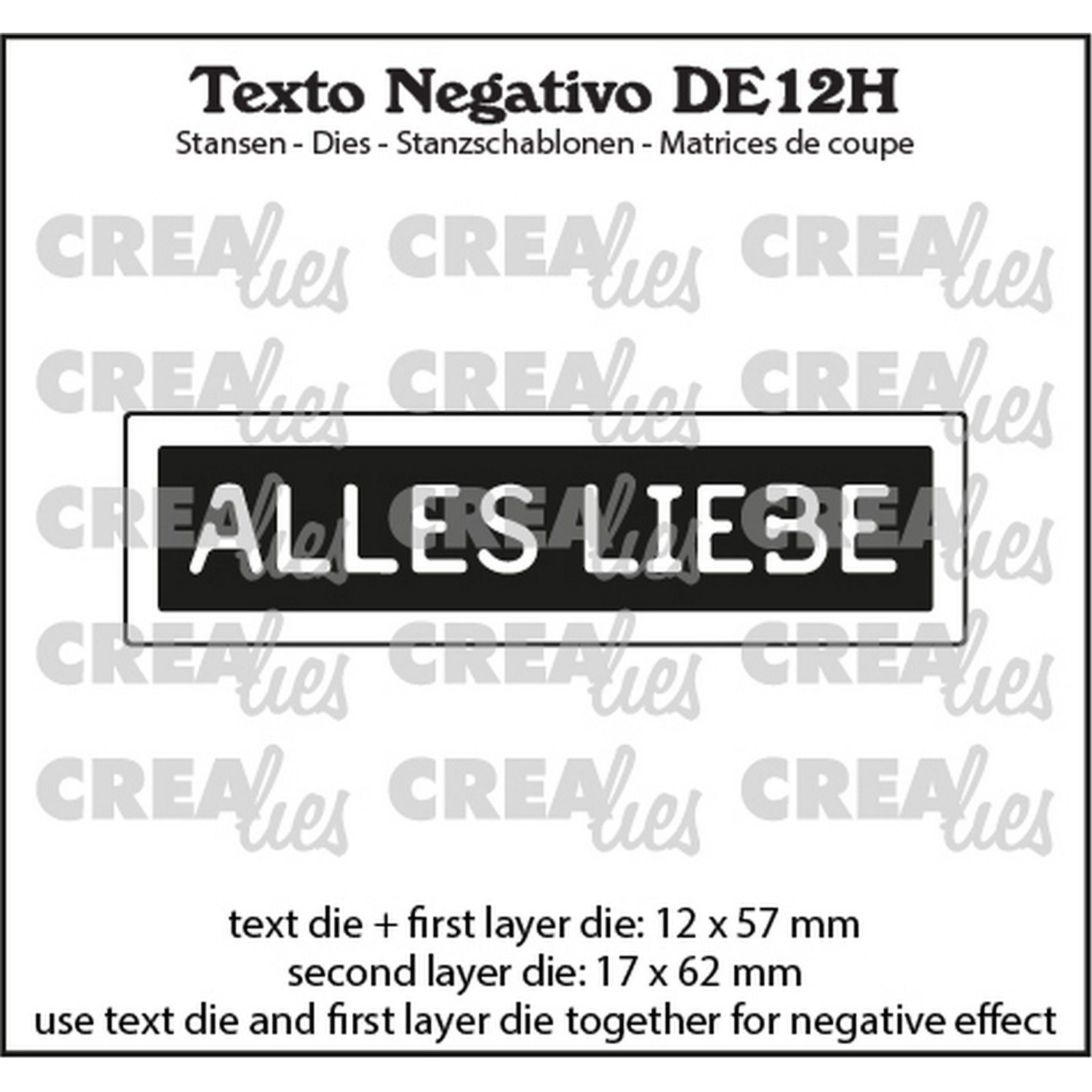 Crealies • Texto Negativo Fustella da Taglio Alles Liebe (Orizzontale)