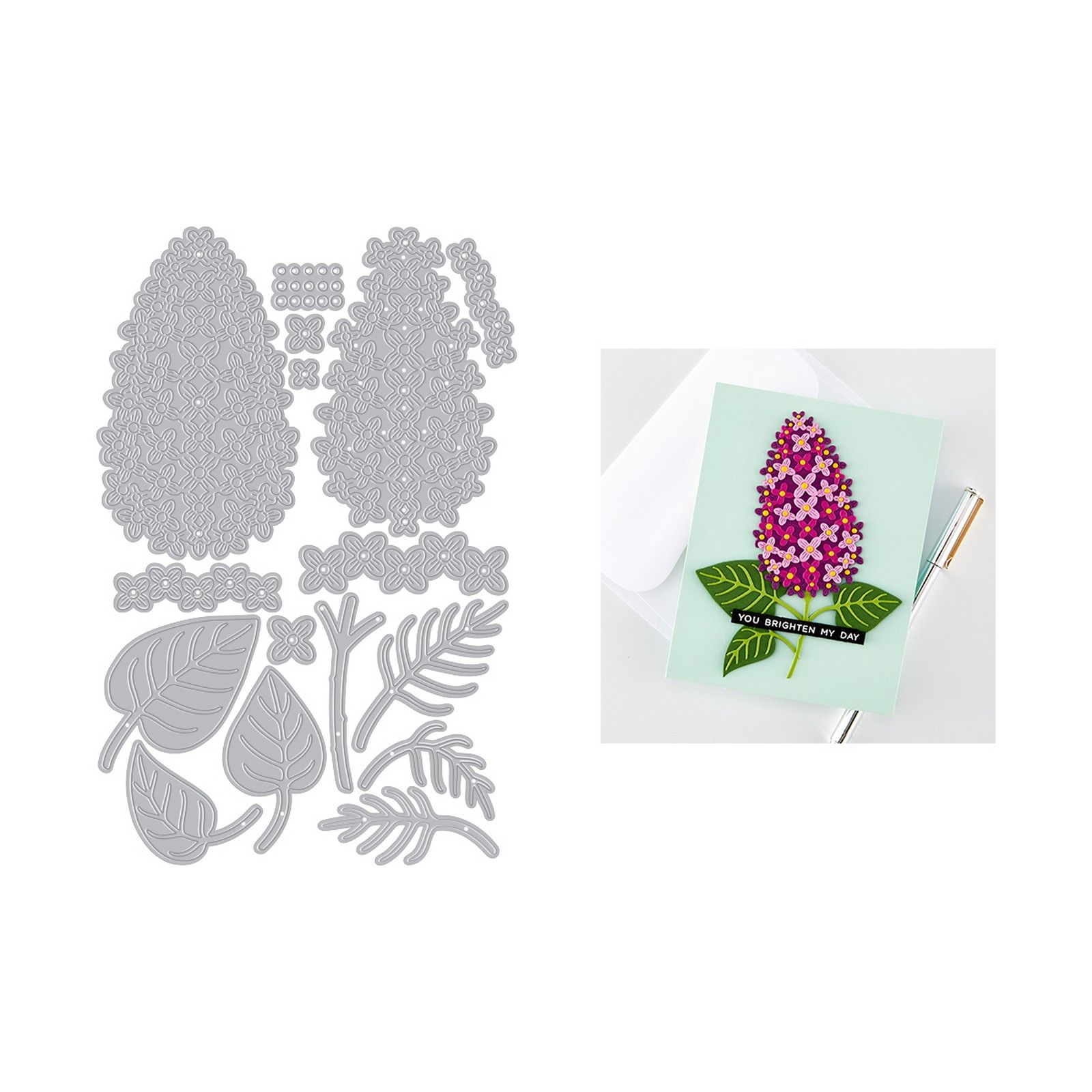 Hero Arts • Set Fustelle da Taglio Metallo Layered Lilac Floral Bloom con Foglie 5,2x8,6cm 16pz