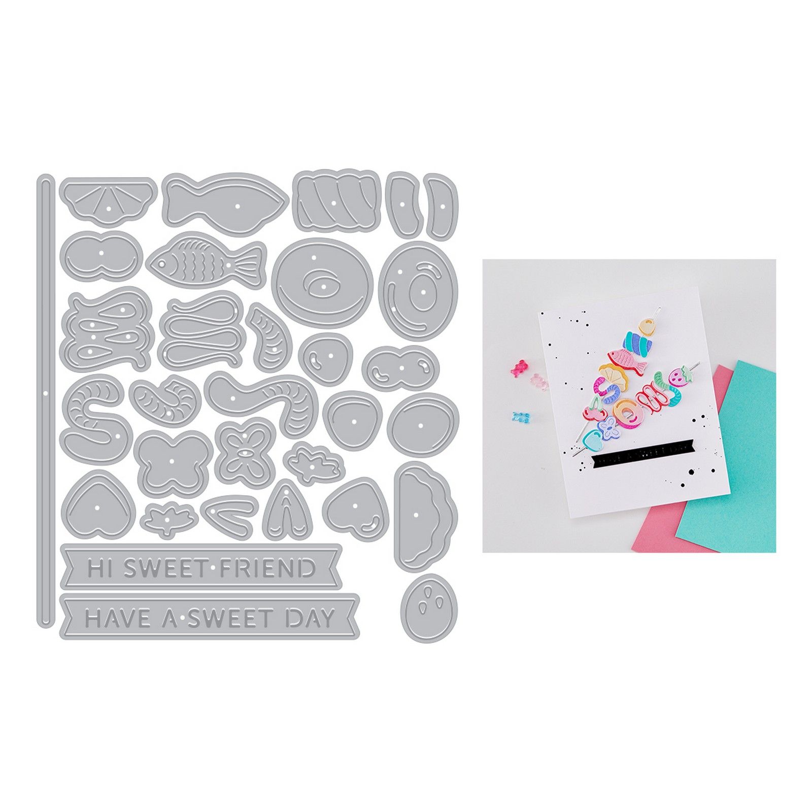 Hero Arts • Set Fustelle Carly Tee Candy Kebob Beary Sweet 2,1x10,3cm 32pz