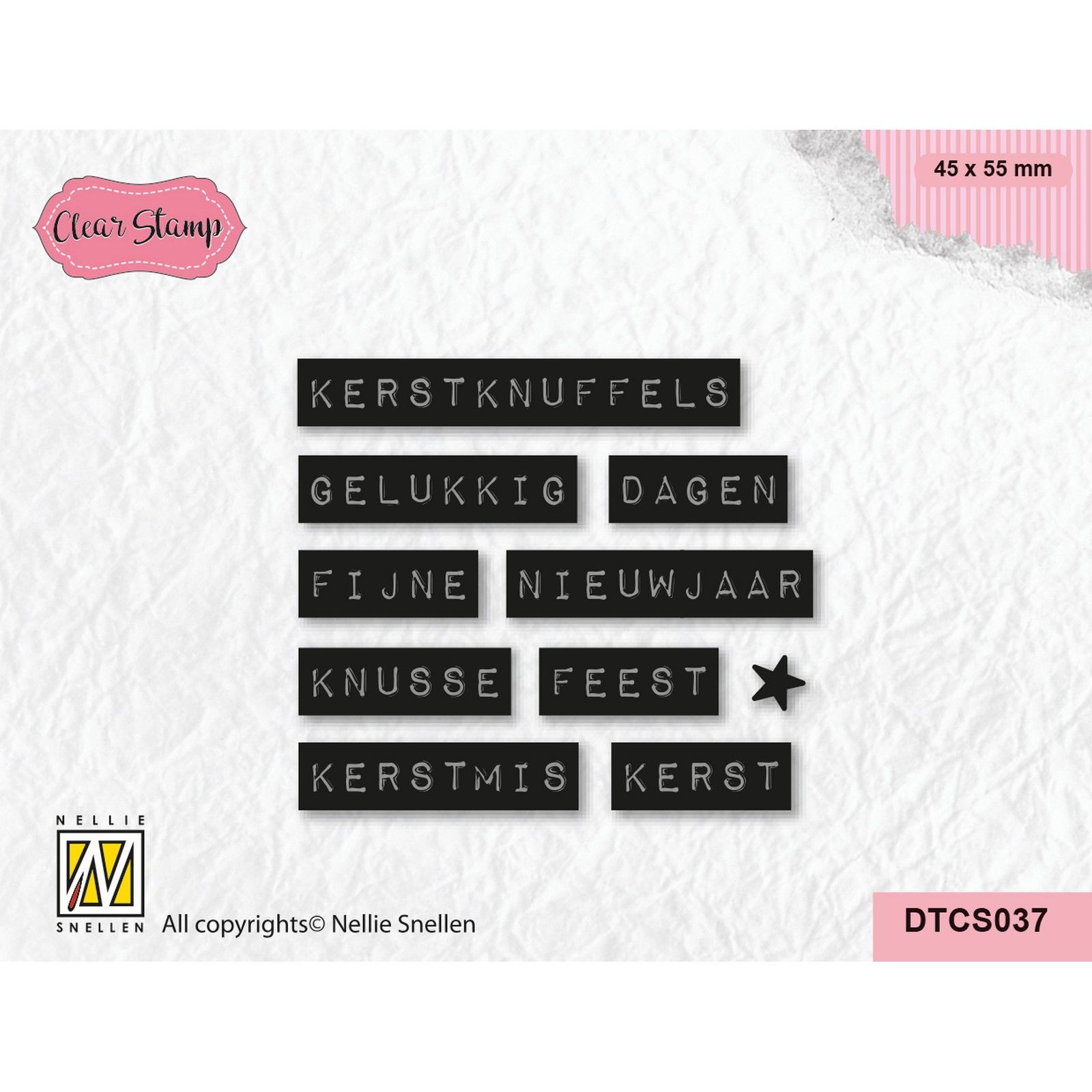 Nellie's Choice • Text Clear Stamp Kerstknuffels Typed