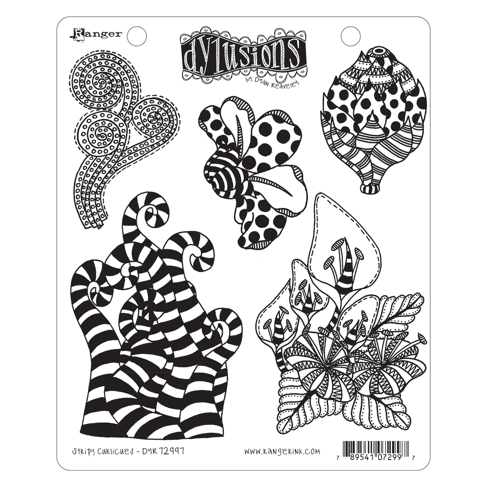 Ranger • Dylusions Cling Mount Stamp Stripy Curlicues