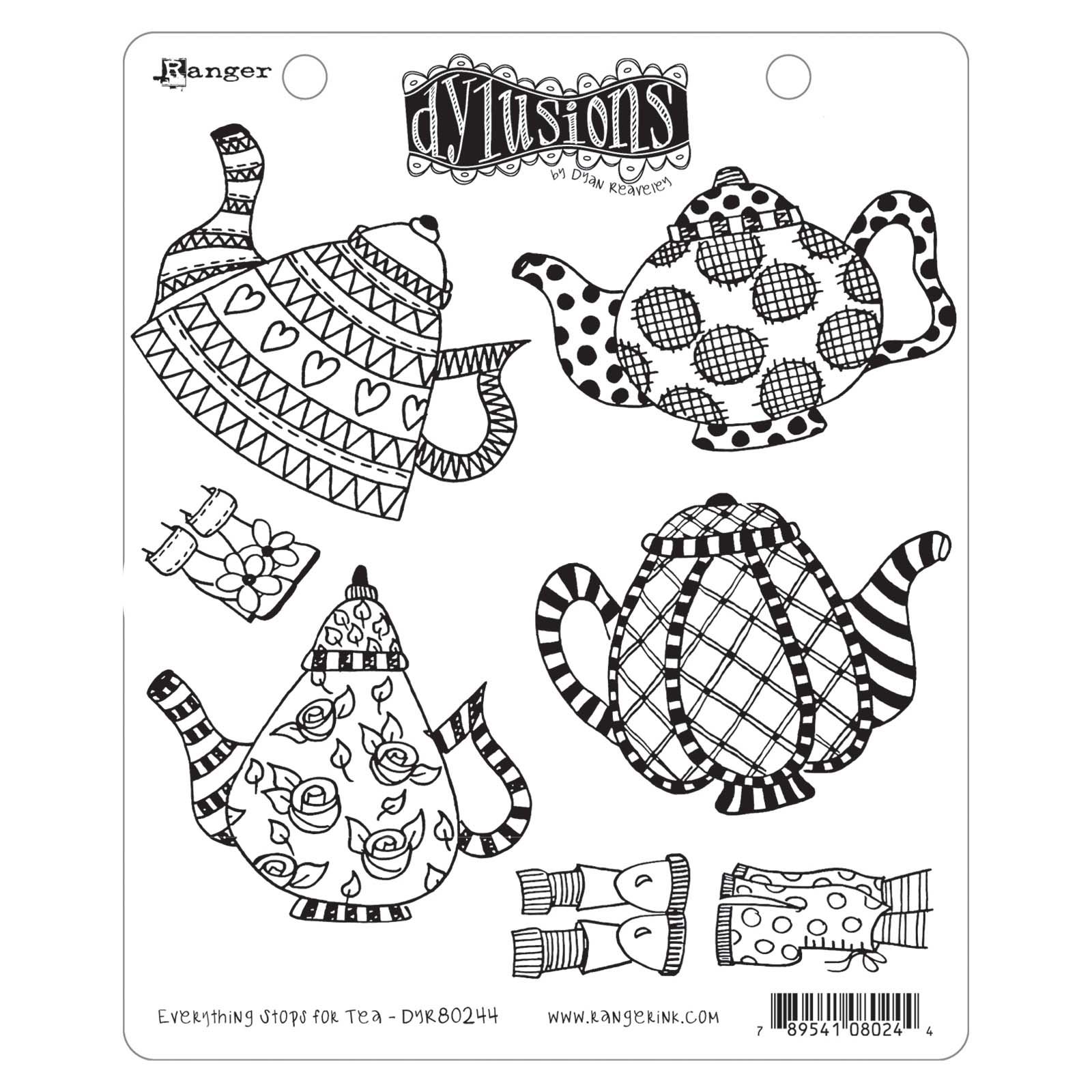 Ranger • Dylusions Cling Stamp Everything Stops for Tea 7pieces