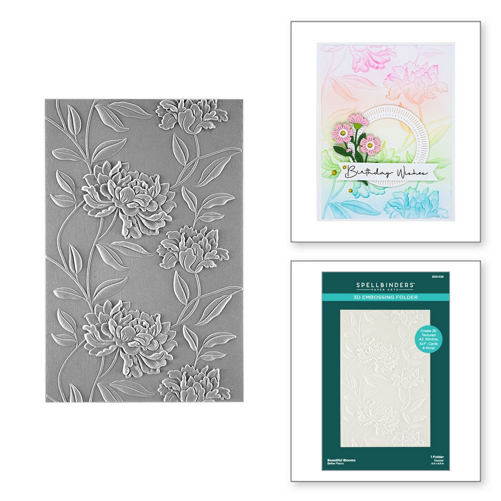 Spellbinders • 3D Embossing Folder Beautiful Blooms & Vines 14x21,6cm