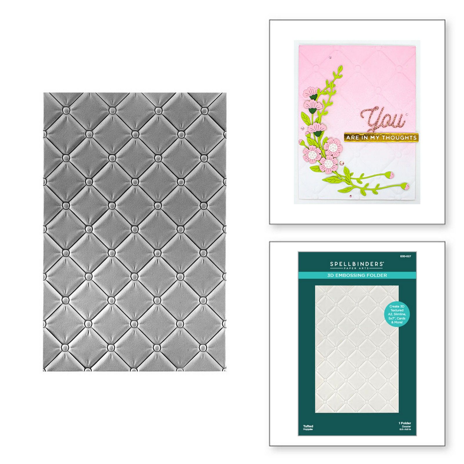 Spellbinders • Tufted 3D Embossing Folder Diamond Textuur 13,97x21,6cm