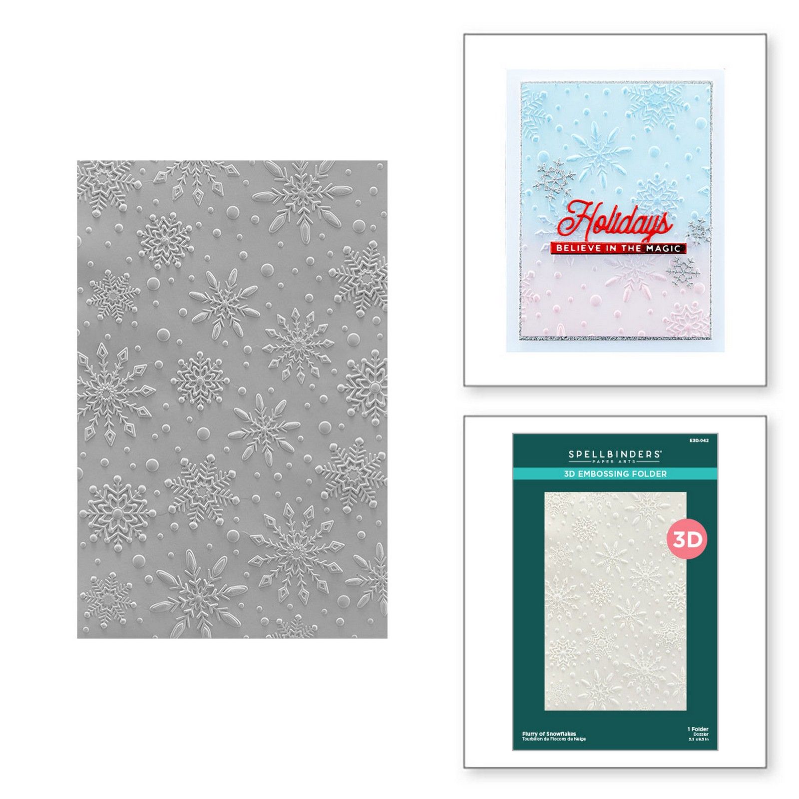 Spellbinders • 3D Embossing Folder Flurry of Snowflakes 13,97x21,6cm