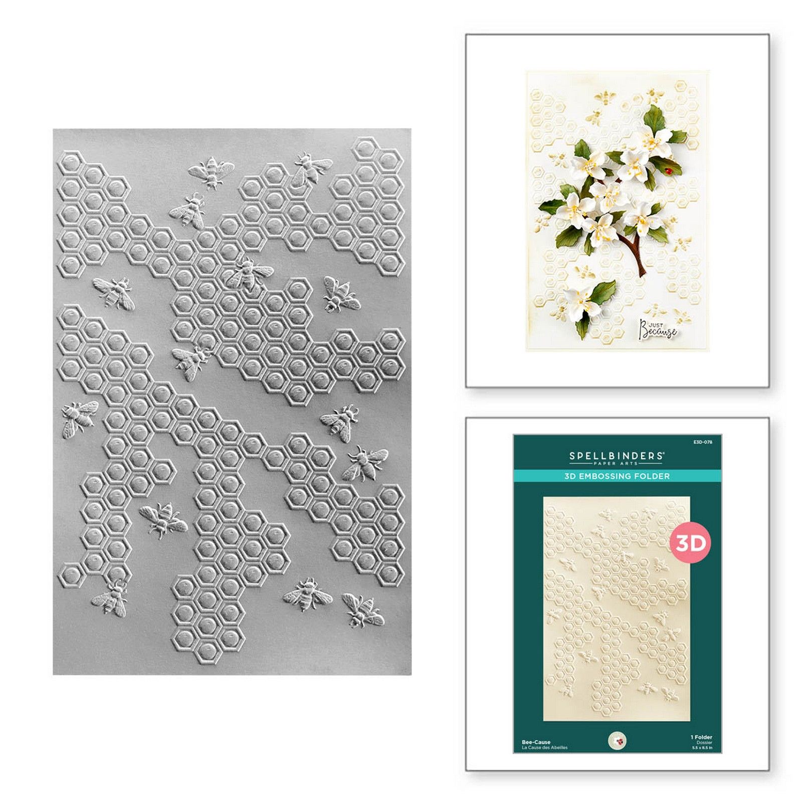 Spellbinders • 3D Embossing Folder Honeycomb met Bijen 14x21,6cm
