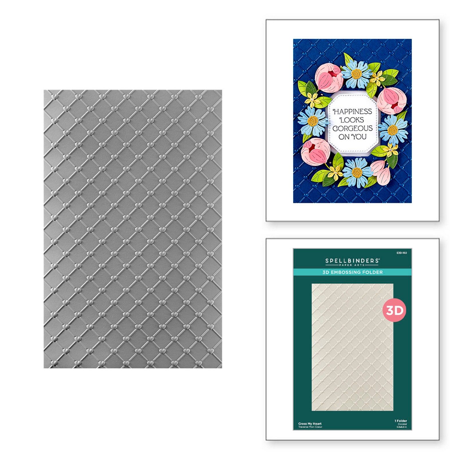 Spellbinders • 3D Embossing Folder Cross My Heart Ruitpatroon 14x21,6cm