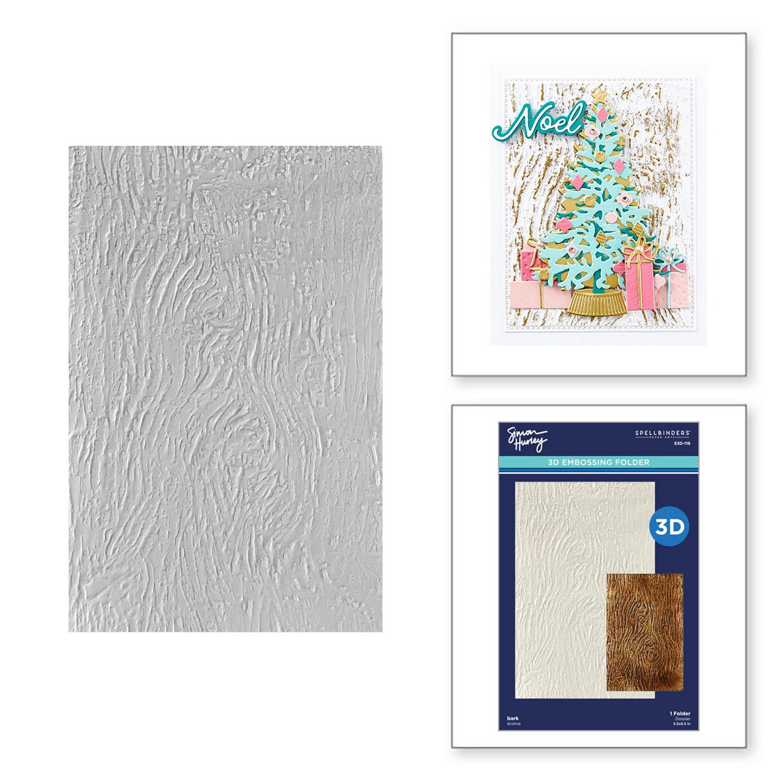 Spellbinders • Simon Hurley 3D Embossing Folder Bark Wood Grain 13,97x21,6cm