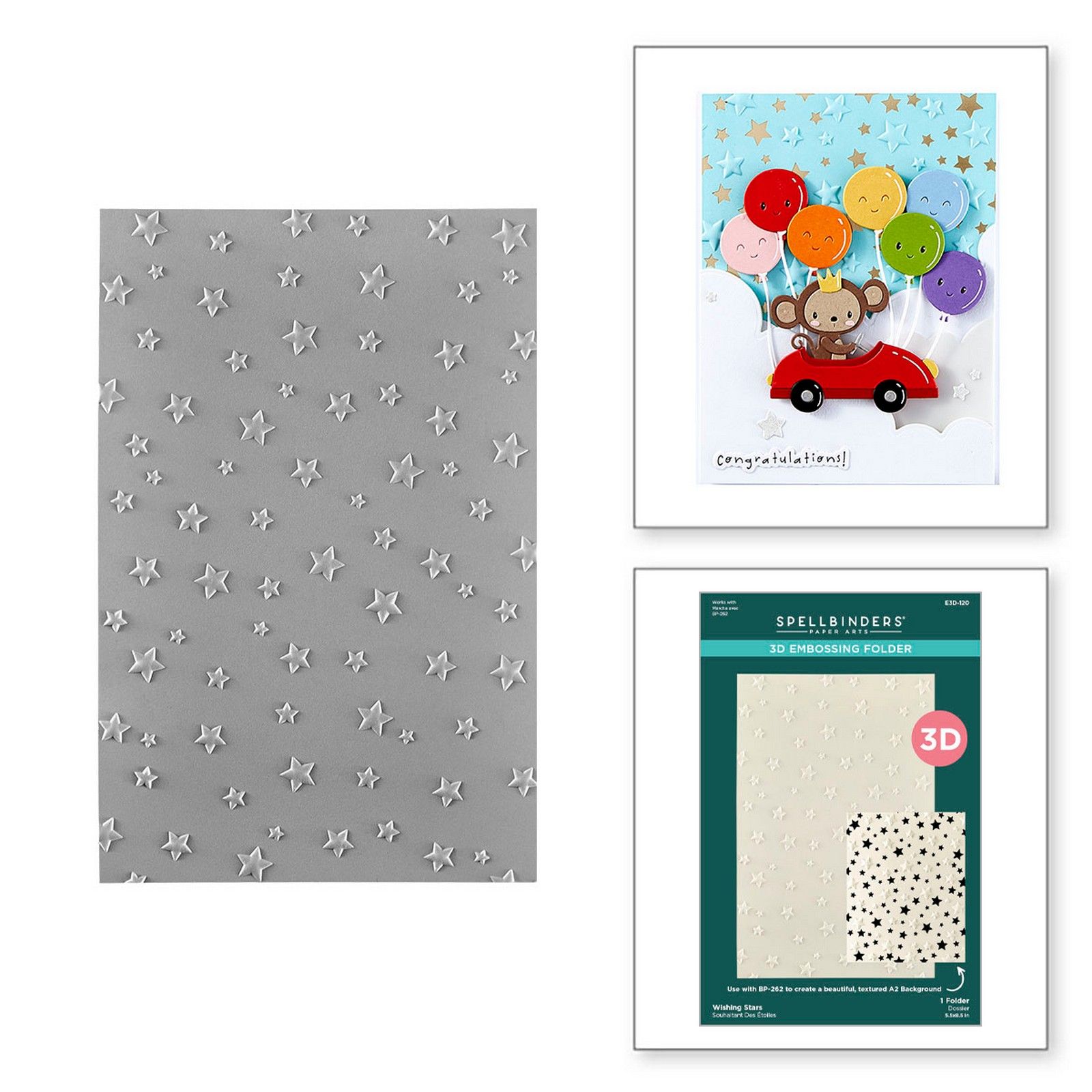 Spellbinders • 3D Embossing Folder Wishing Stars 13,97x21,6cm