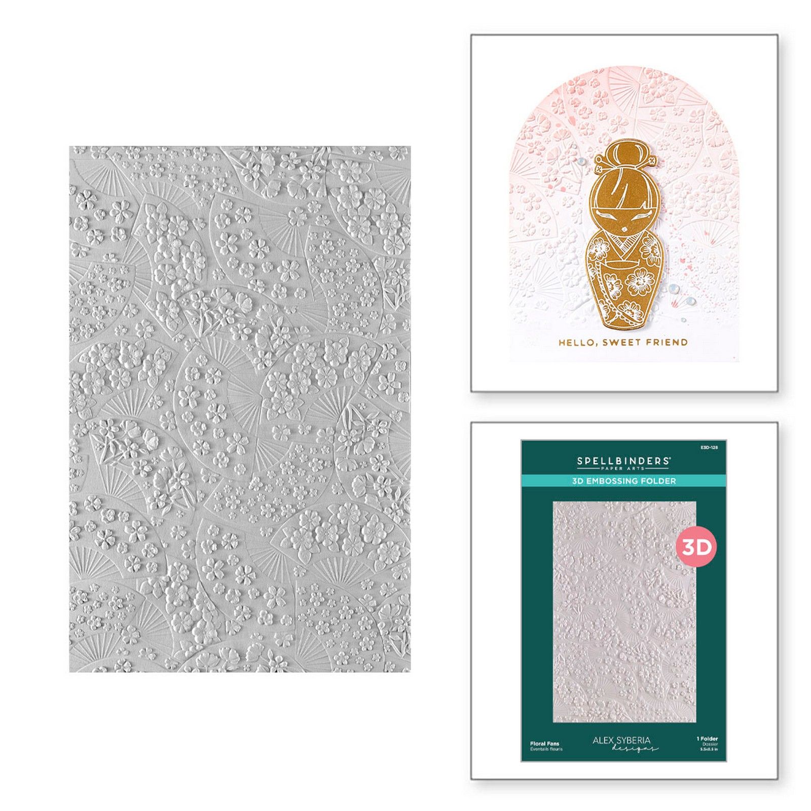 Spellbinders • 3D Embossing Folder Floral Fans Cherry Blossom 13,97x21,6cm