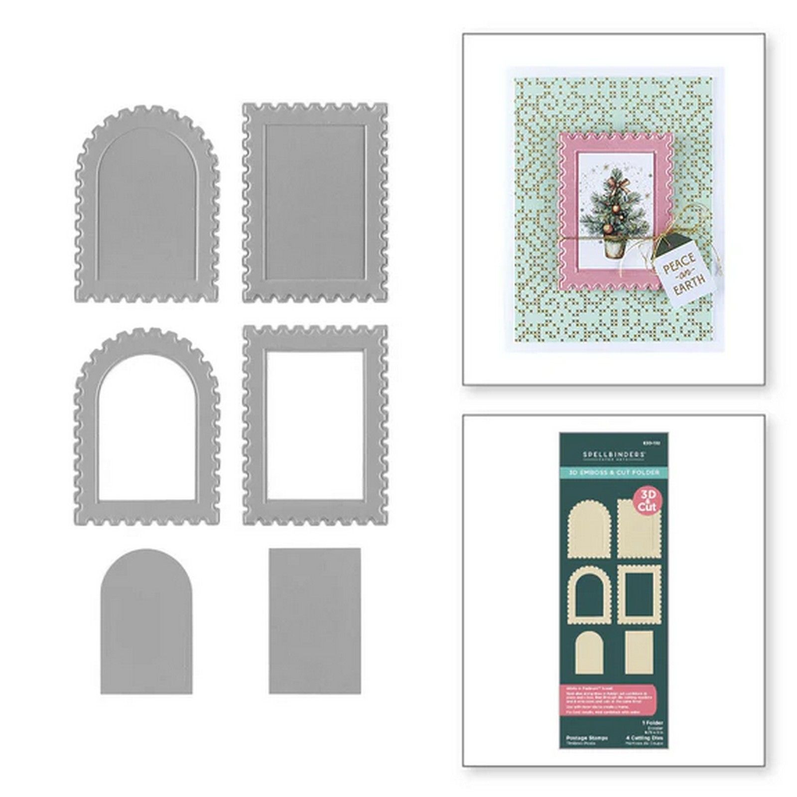 Spellbinders • Cartella per Embossing 3D & Fustelle Postage Stamps 7,6x22,2cm 4pz