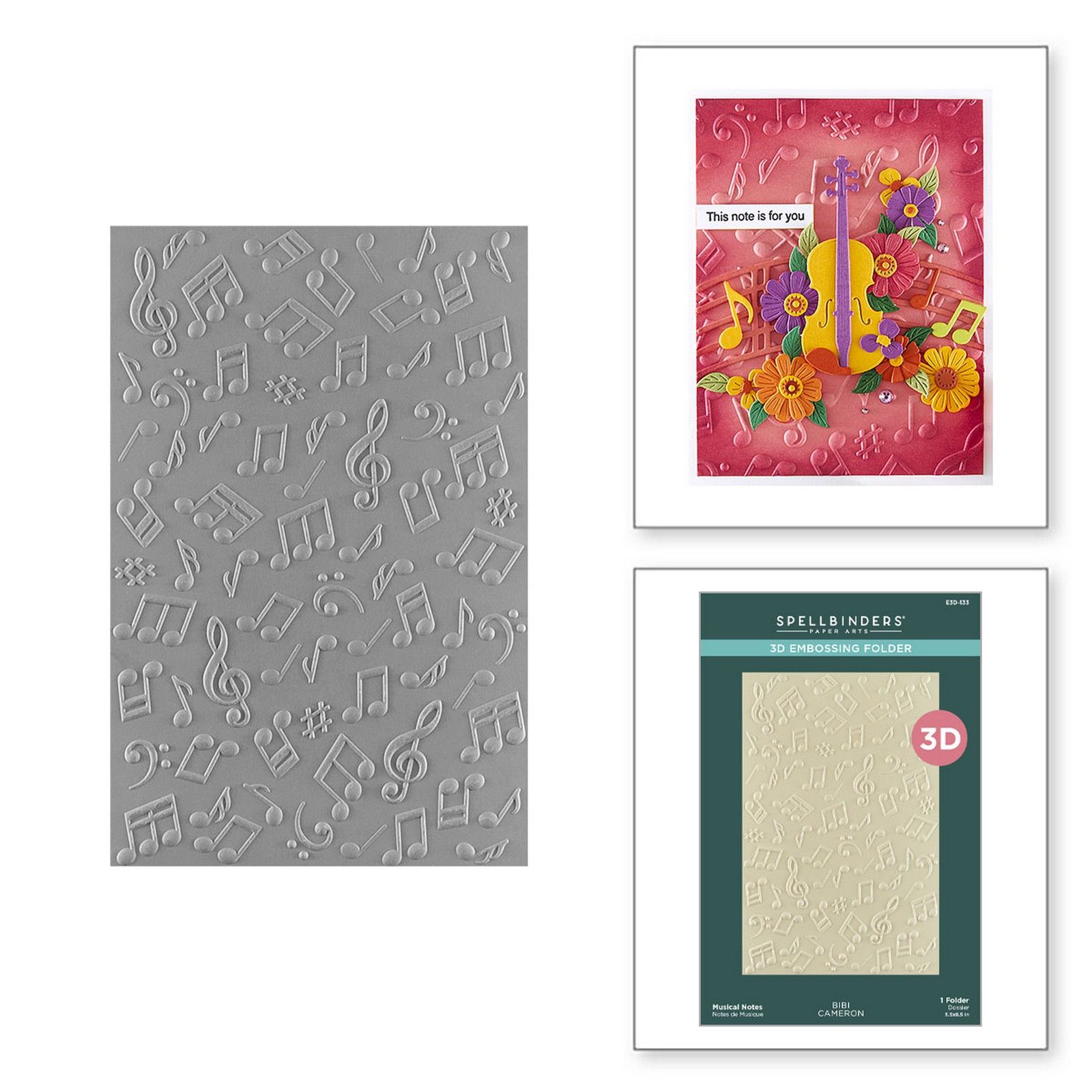Spellbinders • 3D Embossing Folder Bibi's Musical Notes 14x21,6cm