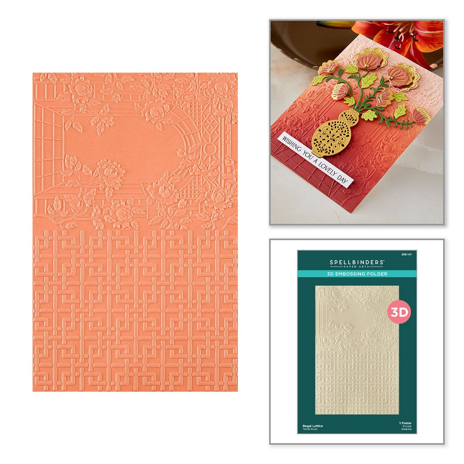 Spellbinders • 3D Embossing Folder Regal Lattice Bamboo Arch Textuur 14x21,6cm