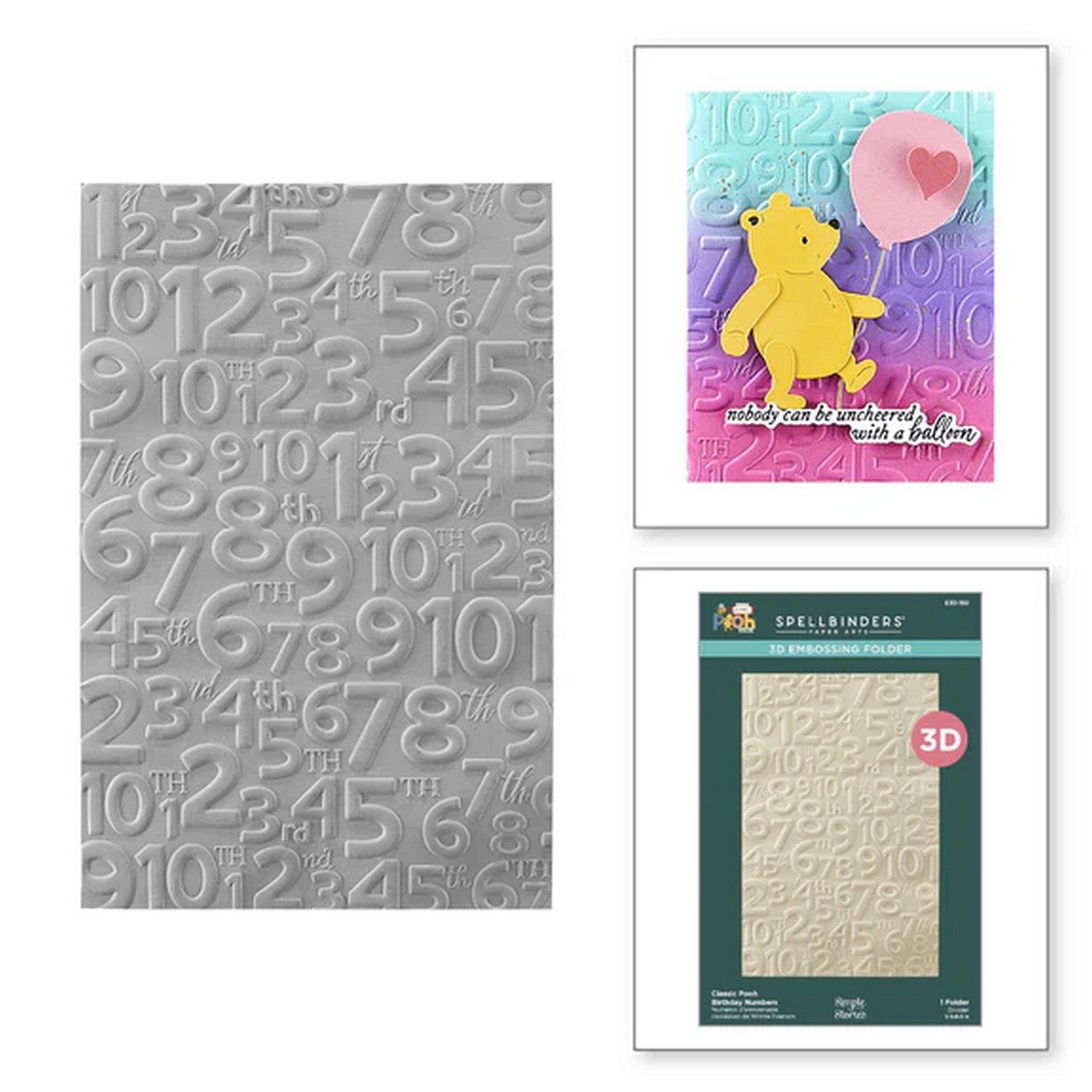 Spellbinders • Cartella per Embossing 3D Classic Pooh Birthday Numbers 21,6x14cm