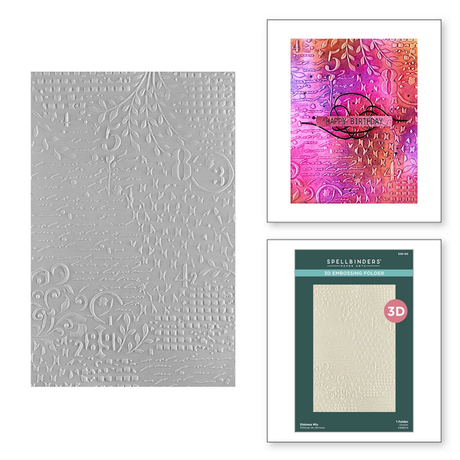 Spellbinders • 3D Embossing Folder Distress Mix Beautifully Imperfect 14x21,6cm