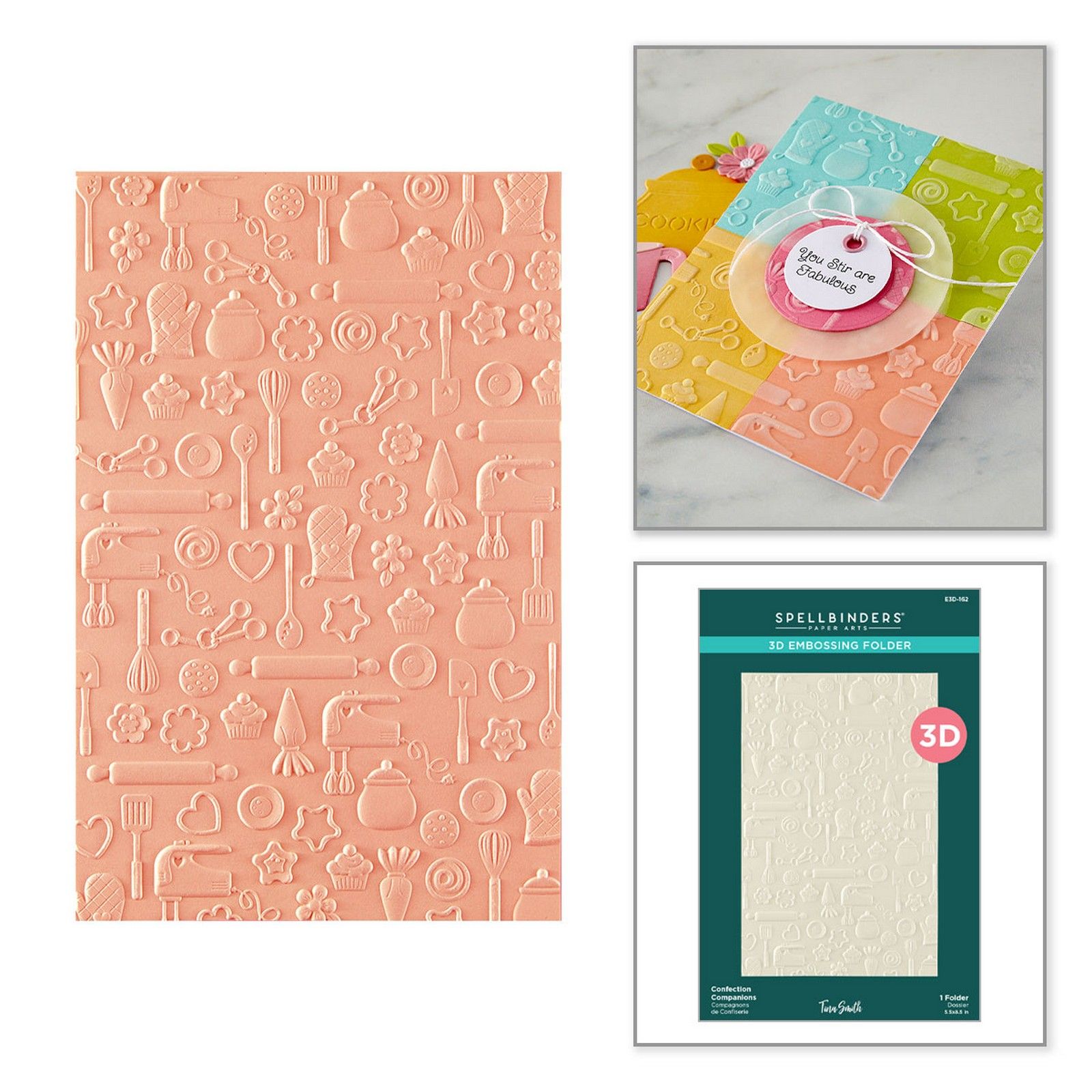 Spellbinders • 3D Embossing Folder Confection Companions door Tina Smith 13,97x21,6cm
