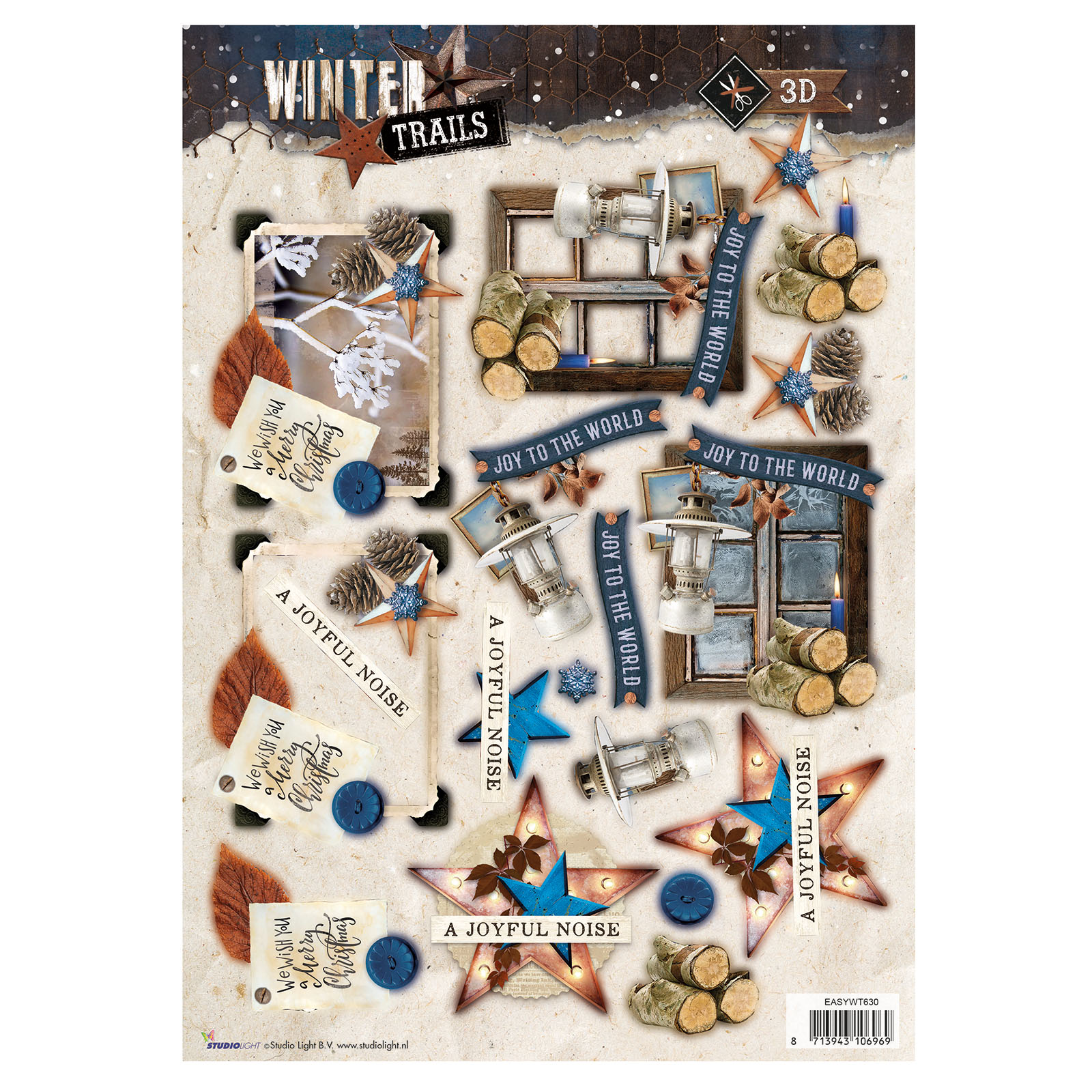 Studio Light • Easy 3D A4 die cut sheet Winter trails nr. 630