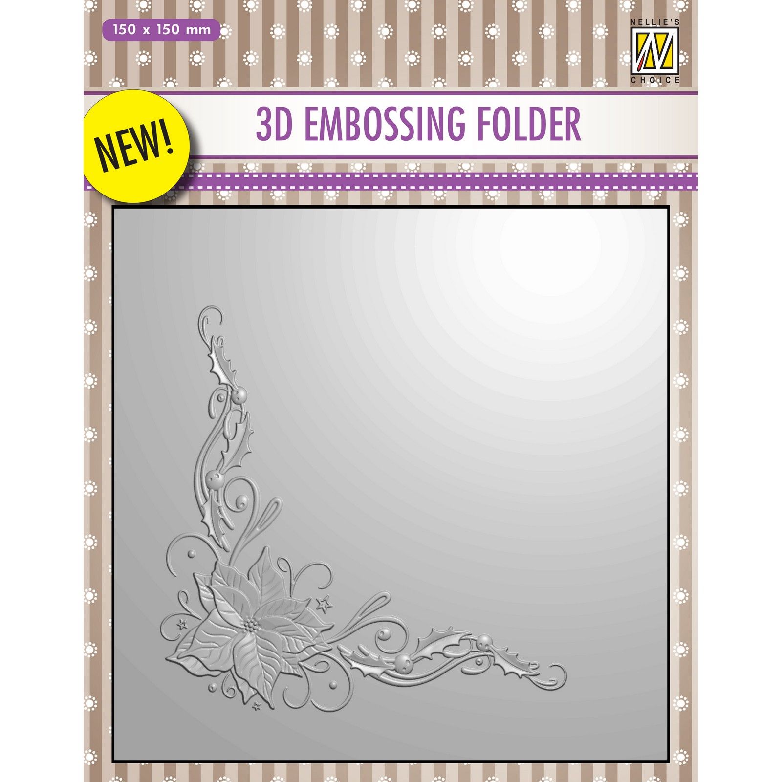 Nellie's Choice • 3D Embossing Folder Christmas Poinsettia Corner