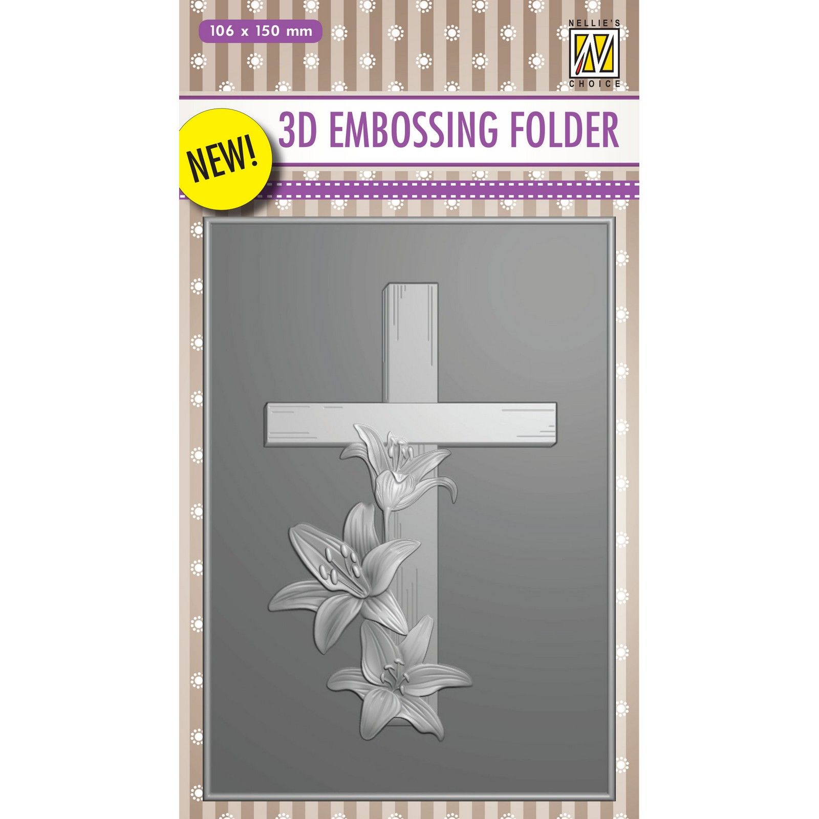 Nellie's Choice • 3D Embossing Folder Cross With Lilies