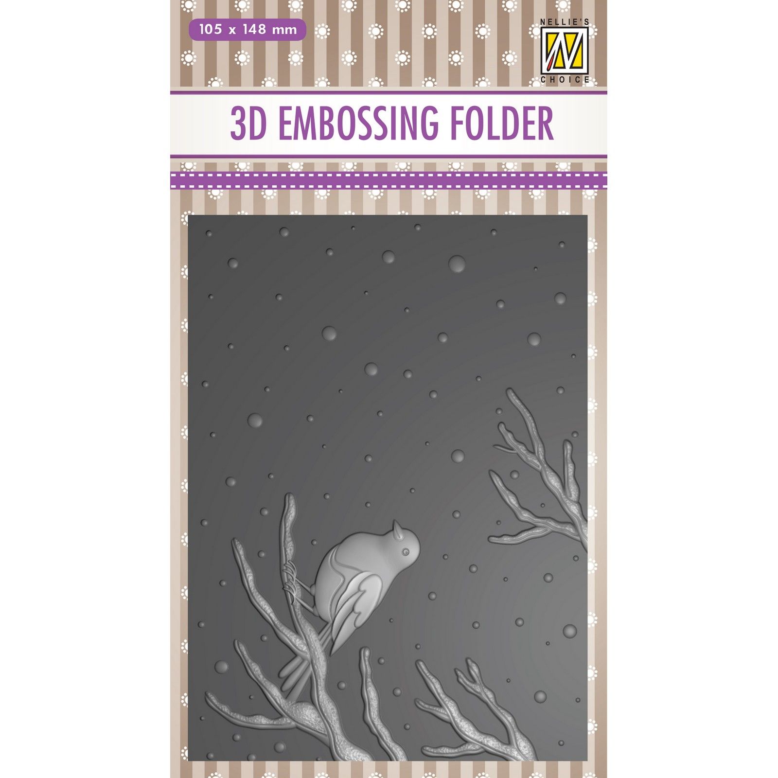 Nellie's Choice • 3D Embossing Folder Vogel op een Tak 10,4x14,8cm