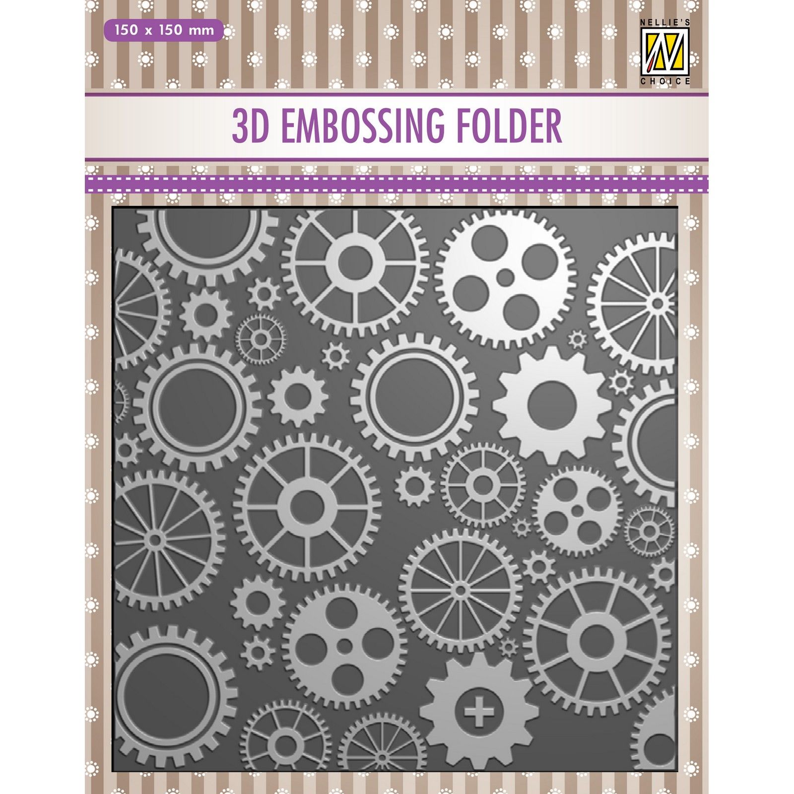 Nellie's Choice • 3D Embossing Folder Achtergrond Tandwielen 15x15cm