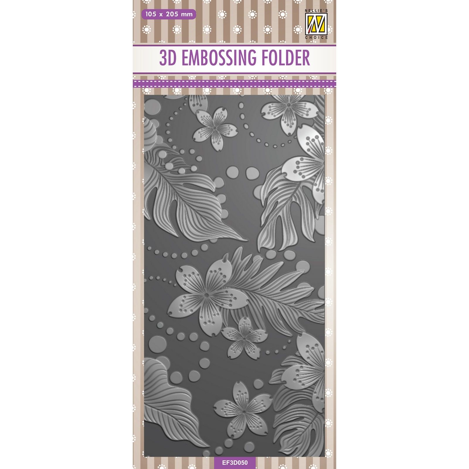 Nellie's Choice • 3D Embossing Folder Background Leaves and Flowers 10,5x20,5cm