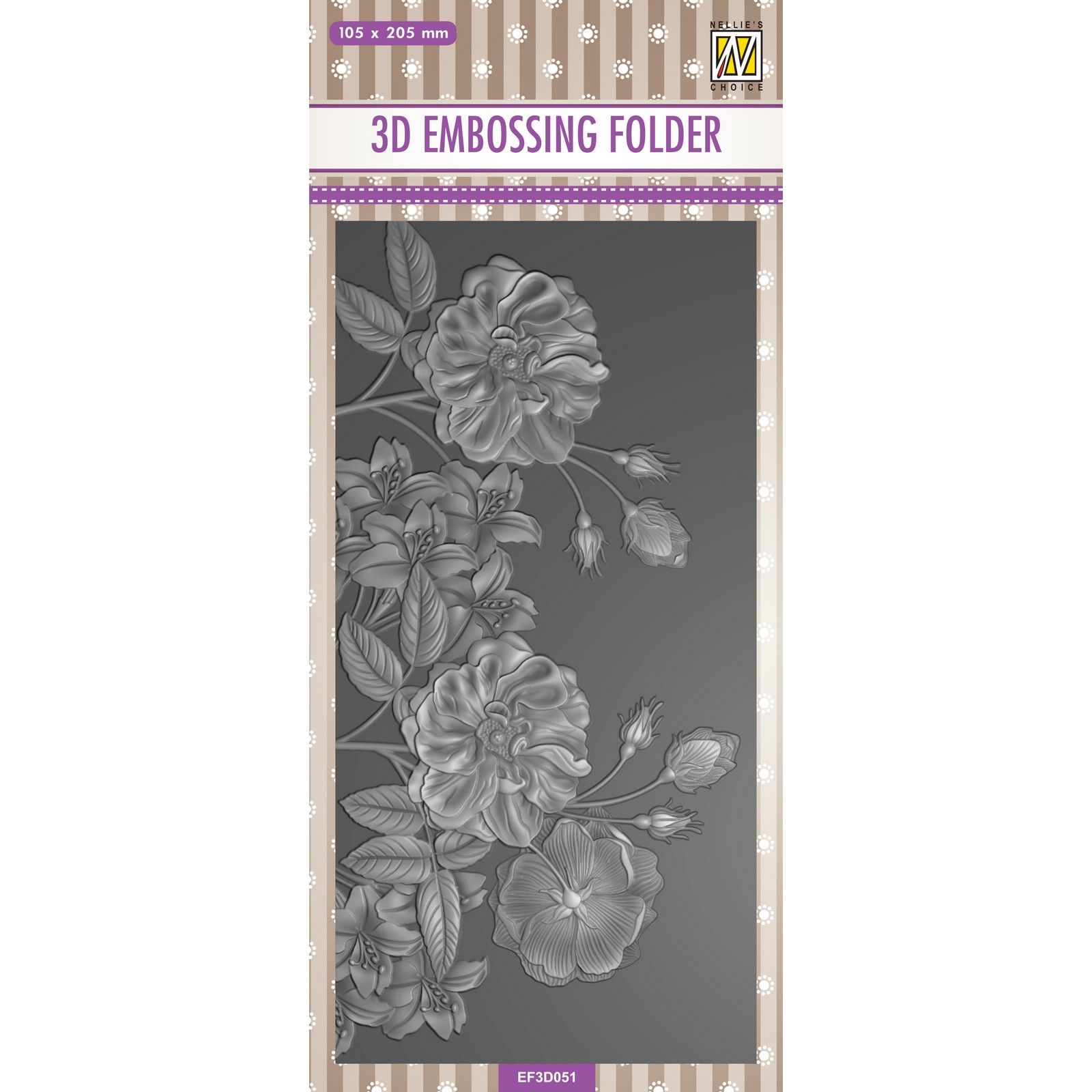 Nellie's Choice • Carpeta de Embossing 3D Fondo Rosas Silvestres 10,5x20,5cm