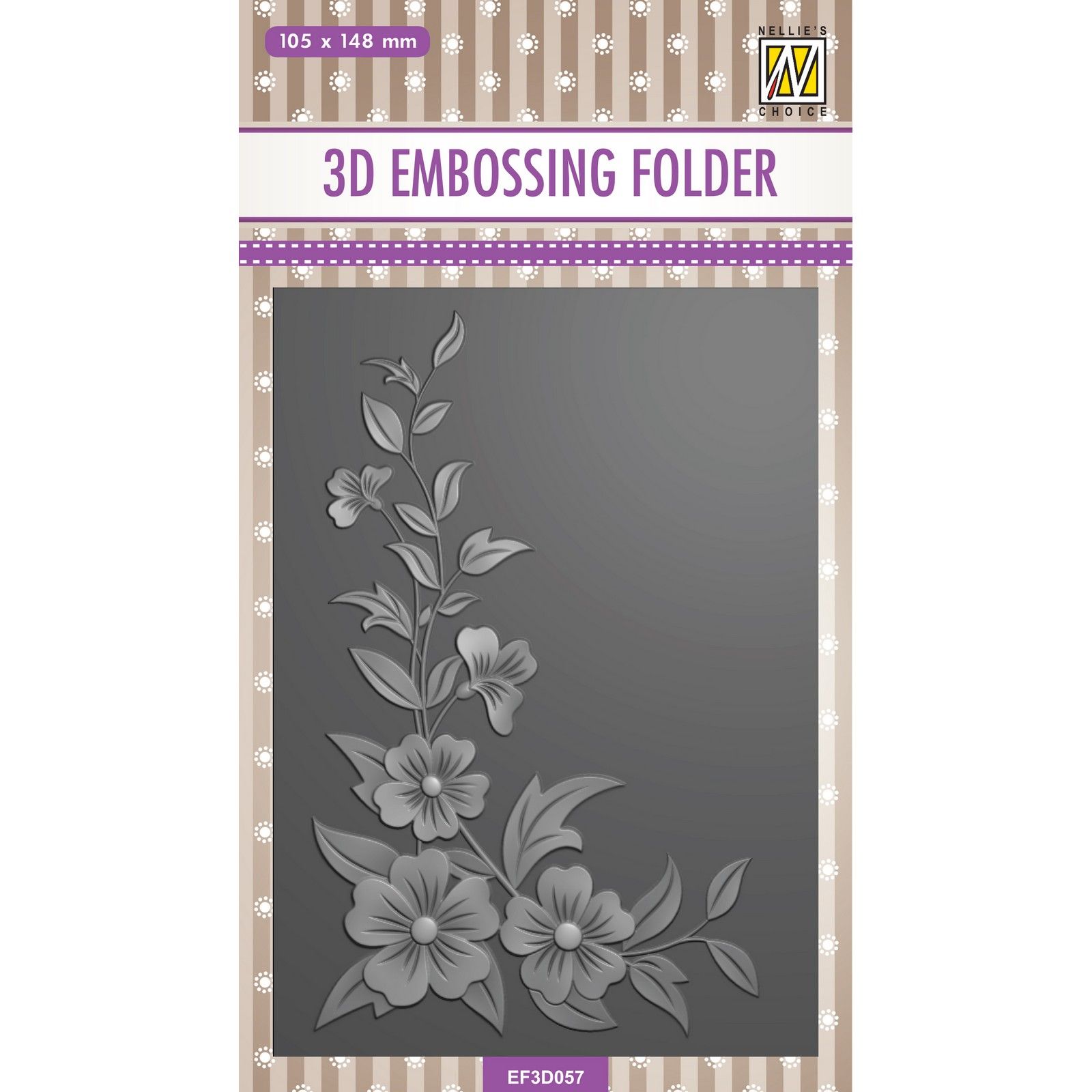 Nellie's Choice • 3D Embossing Folder Corner Flowers 4.1x5.8"