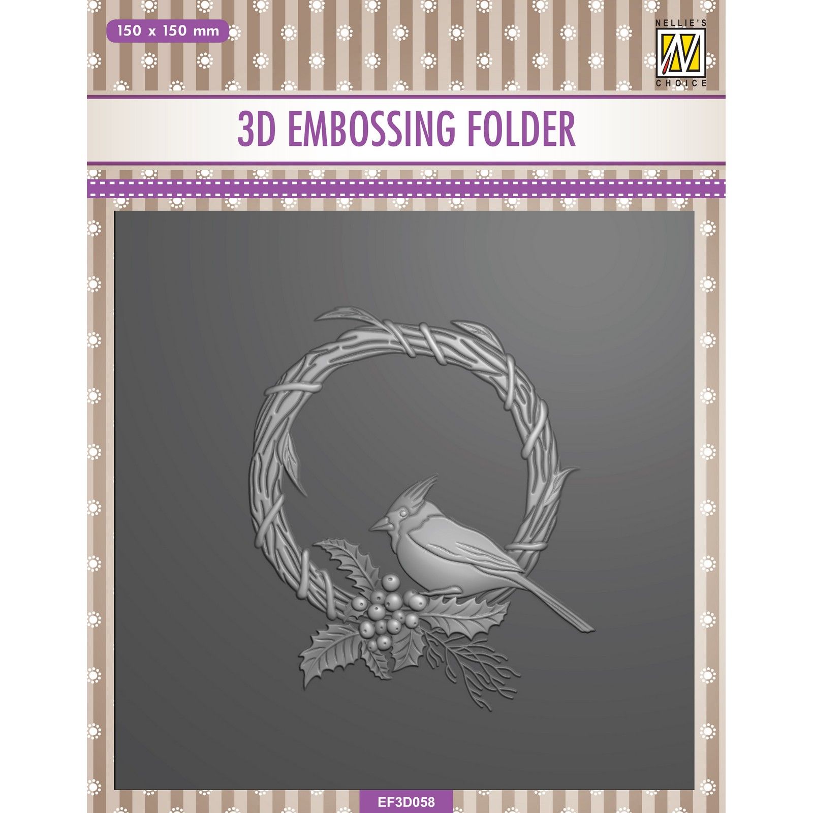 Nellie's Choice • 3D Embossing Folder Square Christmas Bird