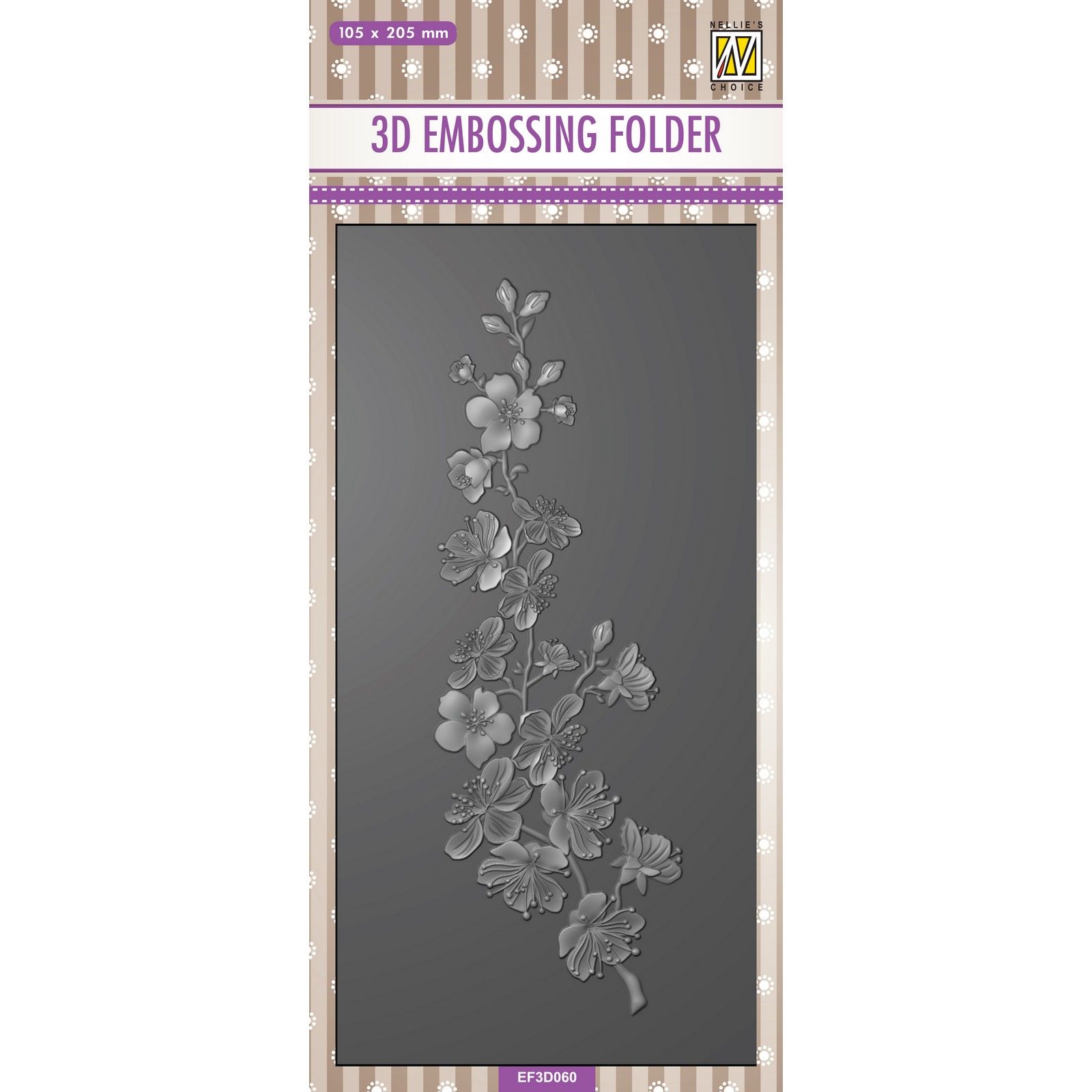 Nellie's Choice • Plaque d'Embossage 3D Branche avec Fleurs 10,5x20,5cm