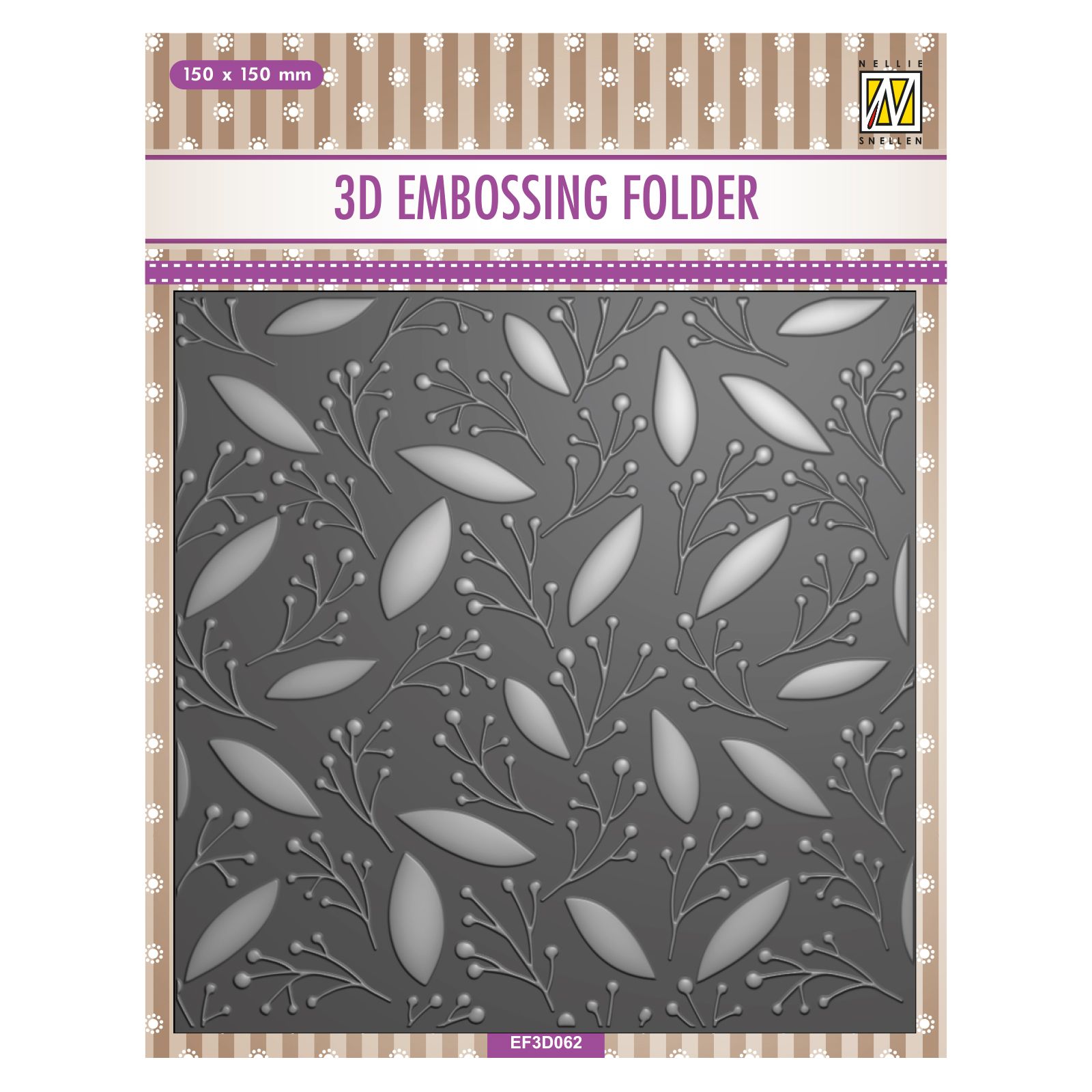 Nellie's Choice • Plaque d'Embossage Fond 3D Feuilles et Baies 15x15cm