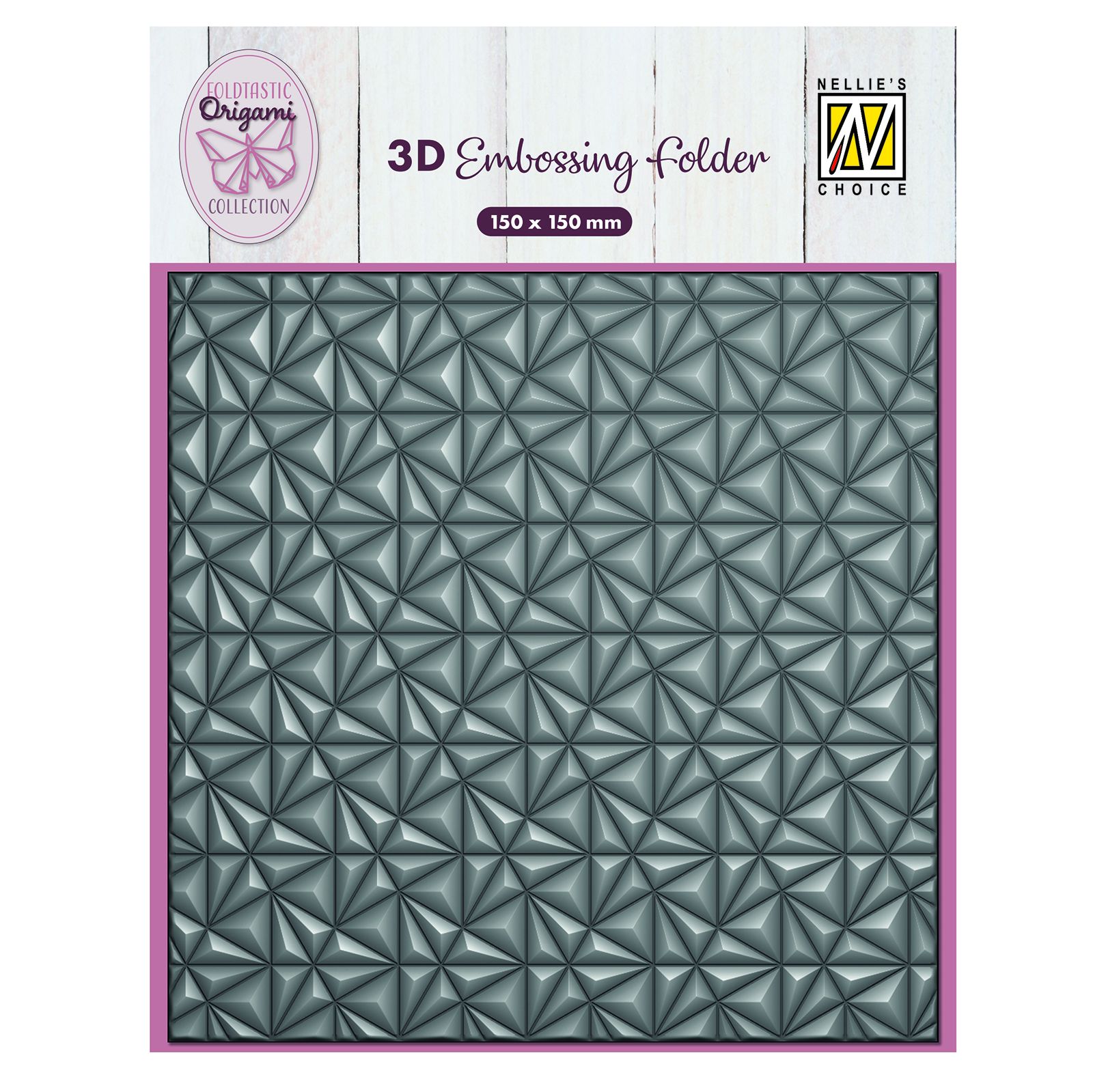 Nellie's Choice • 3D Embossing Folder Background Origami Triangles 15x15cm