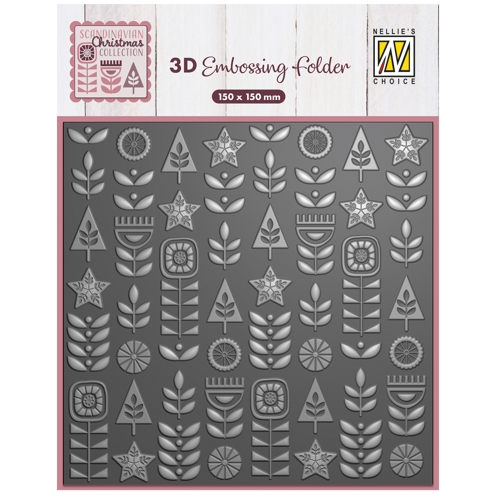 Nellie's Choice • 3D Embossing Folder Background Scandinavian Flowers 15x15cm