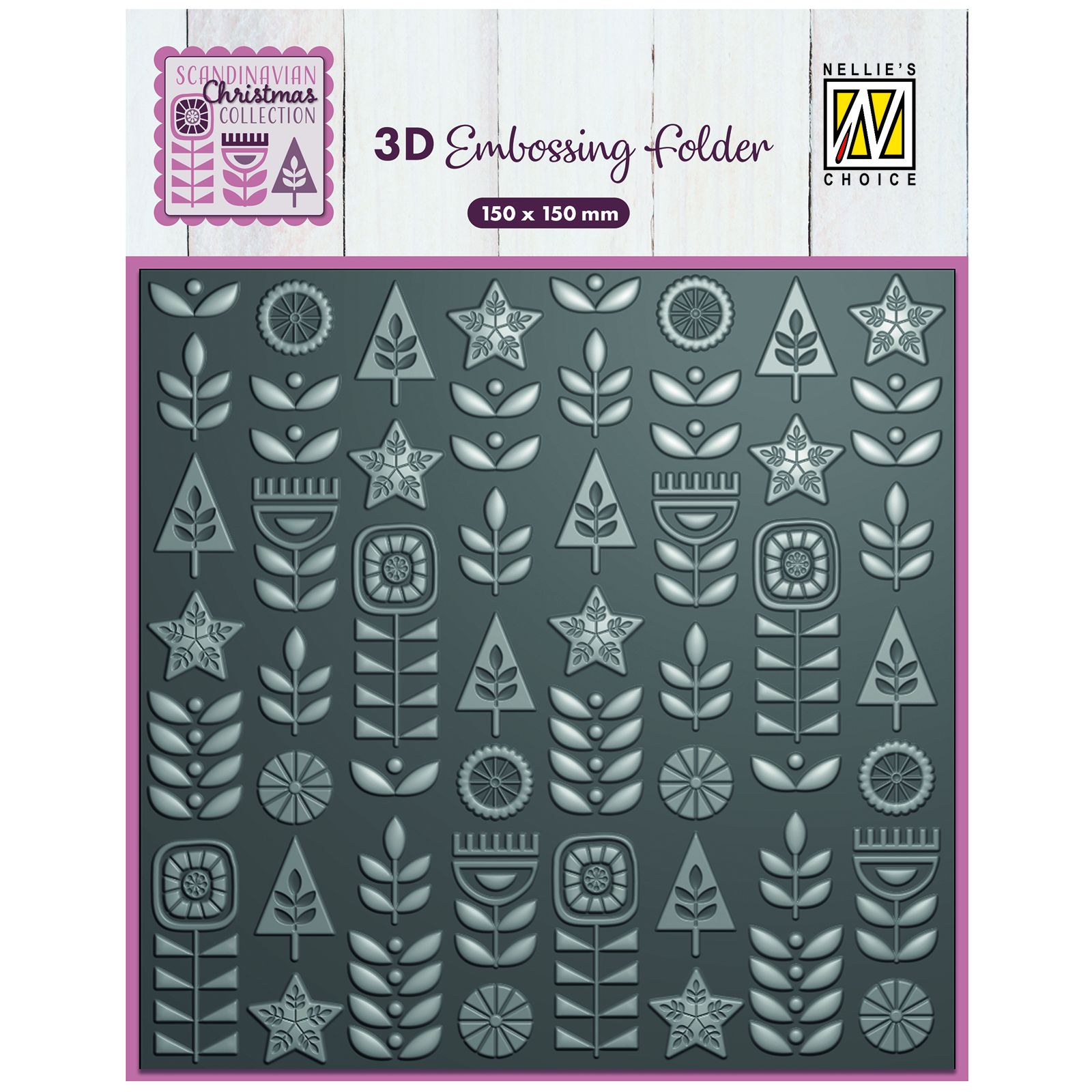 Nellie's Choice • 3D Embossing Folder Achtergrond Scandinavische Bloemen 15x15cm