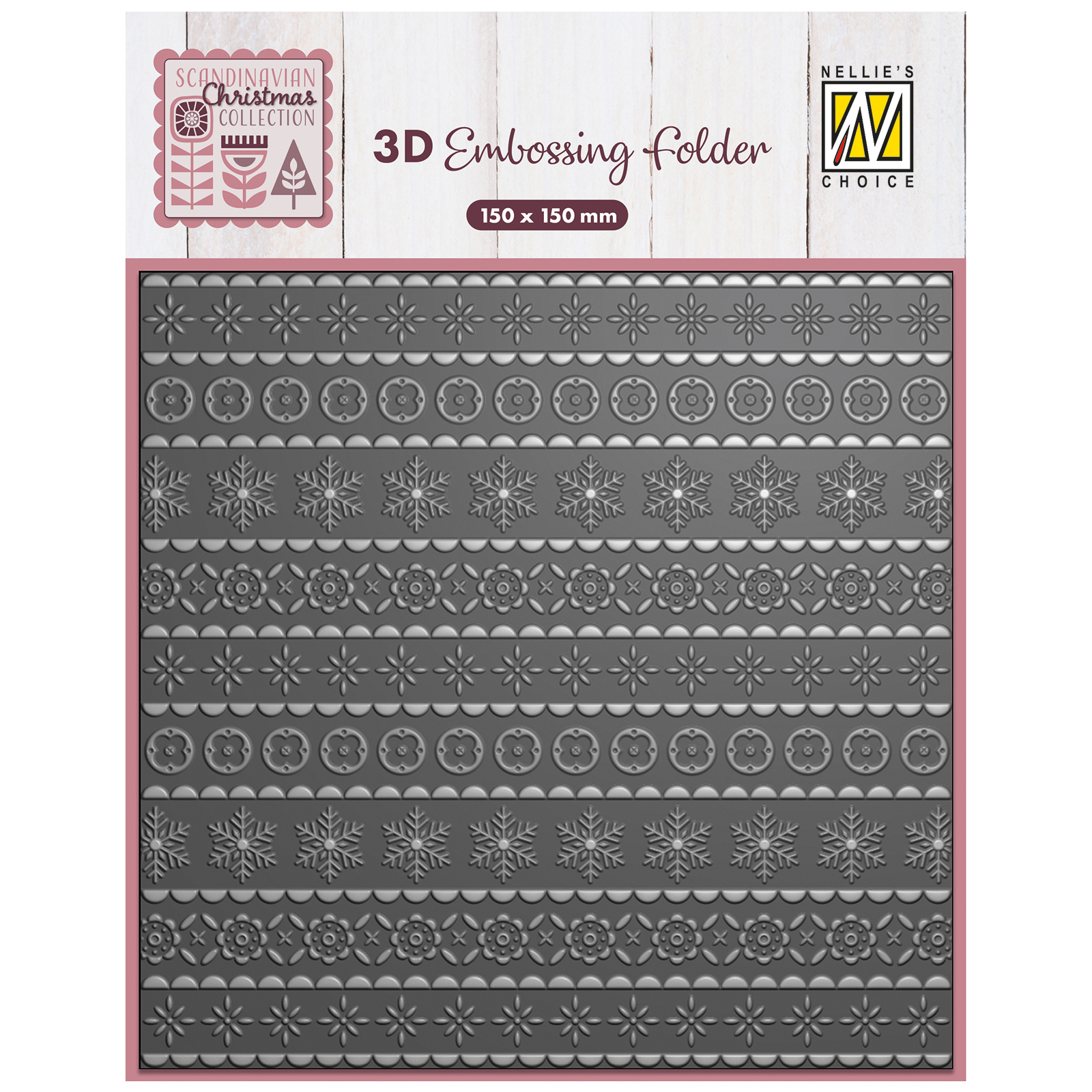 Nellie's Choice • 3D Embossing Folder Background Scandinavian Christmas 15x15cm