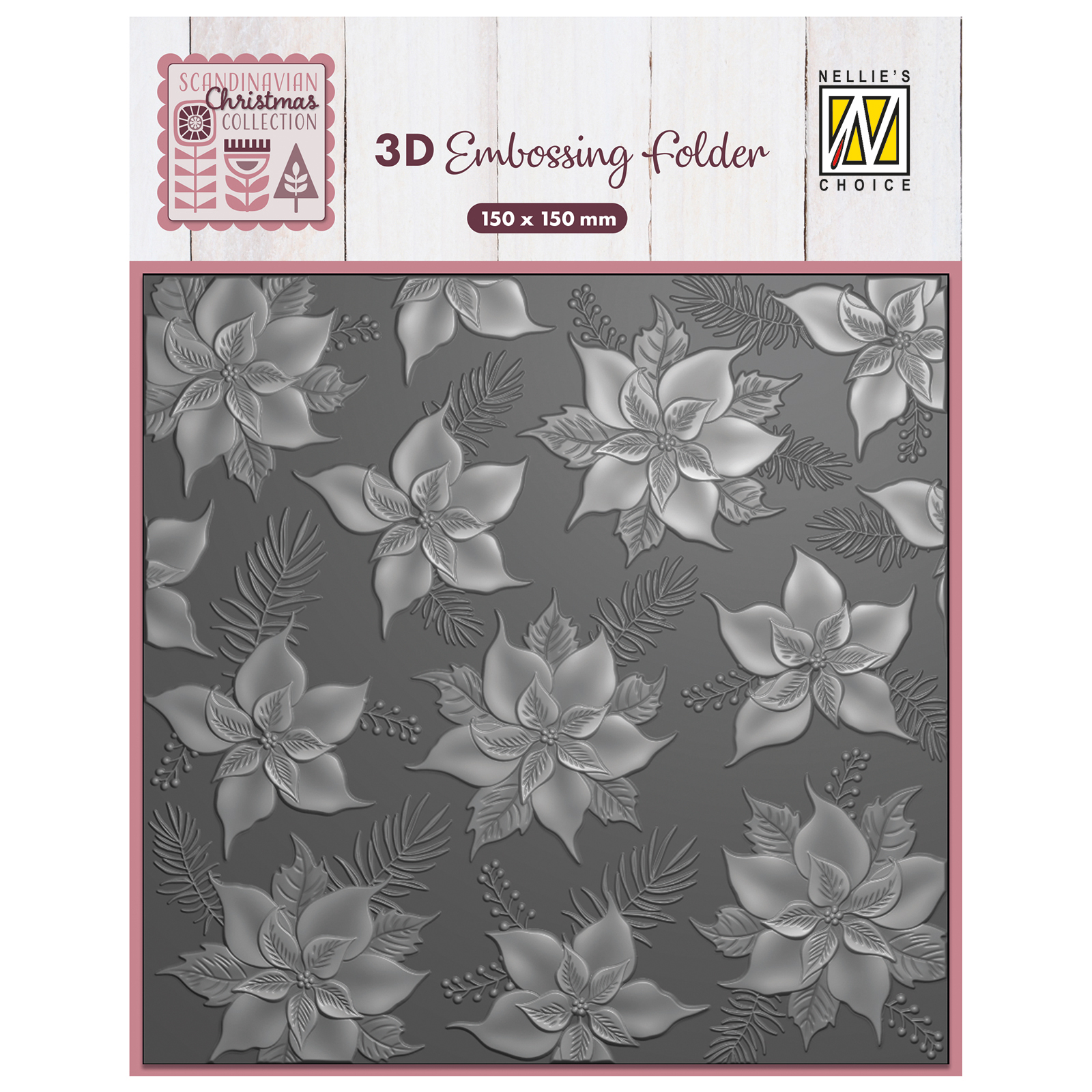 Nellie's Choice • 3D Embossing Folder Achtergrond Kerstster 15x15cm