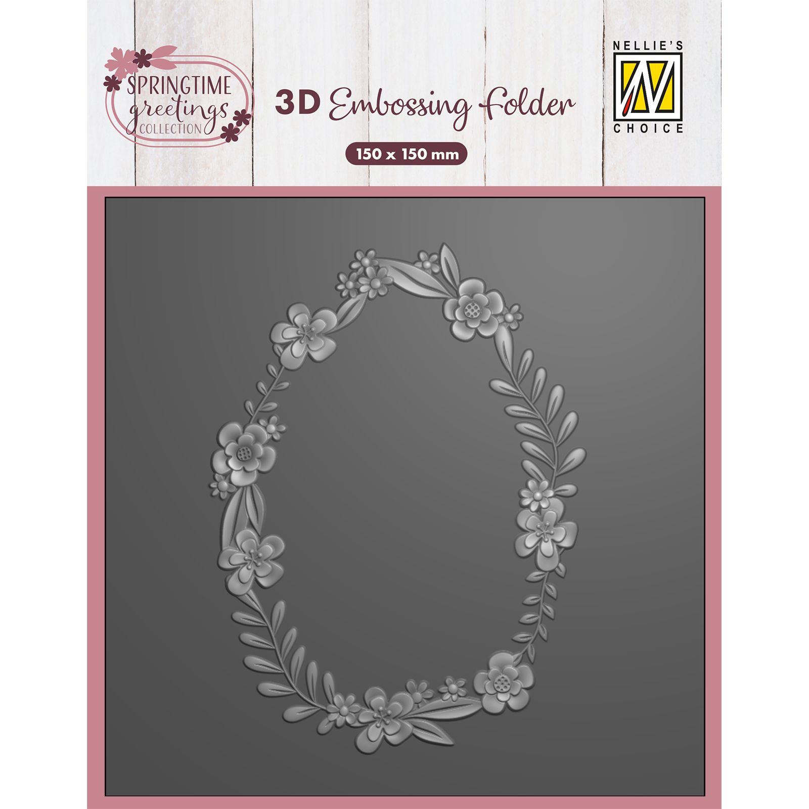 Nellie's Choice • Carpeta de Embossing 3D Corona Floral de Pascua 15x15cm