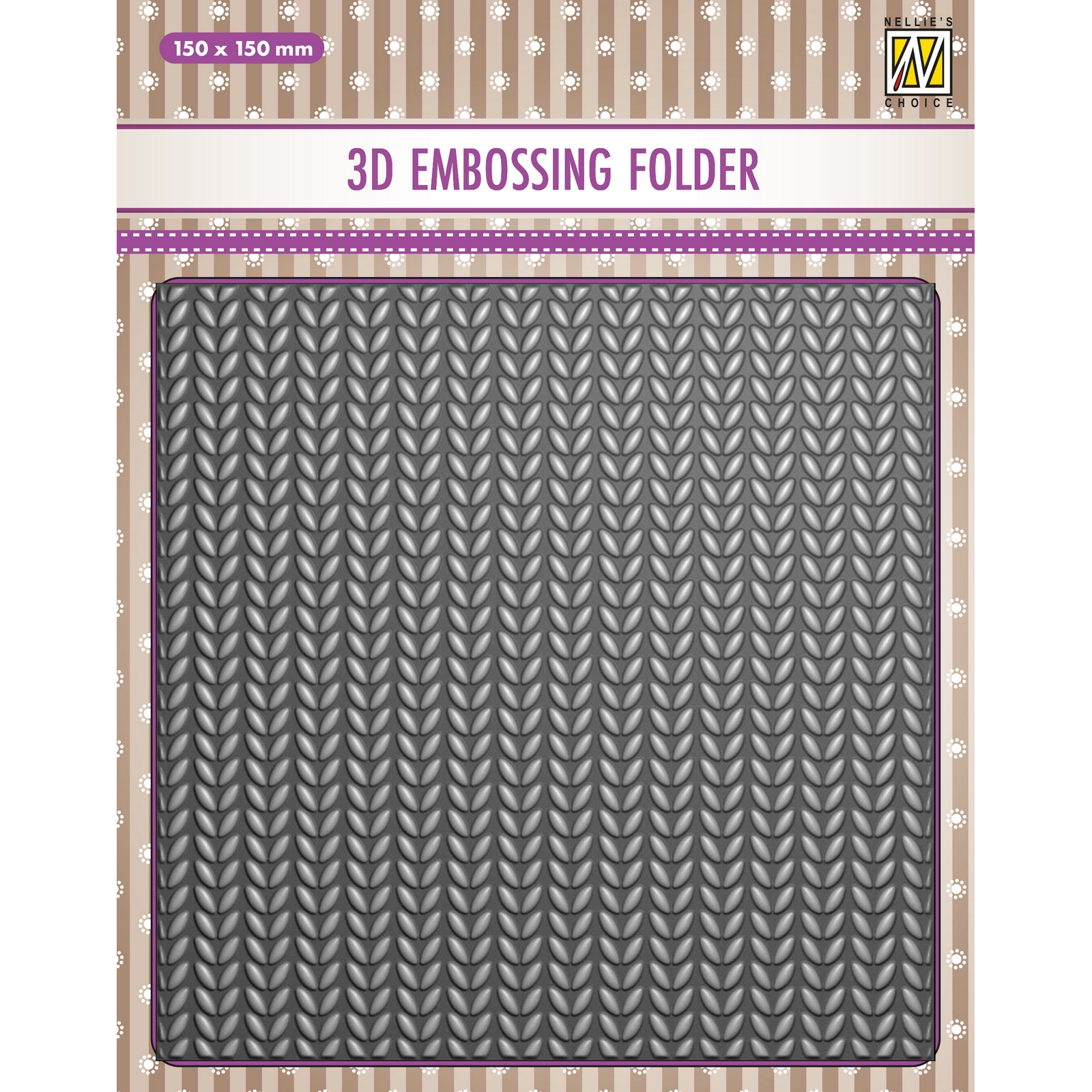 Nellie's Choice • 3D Embossing Folder Background Knitting Stitches 15x15cm