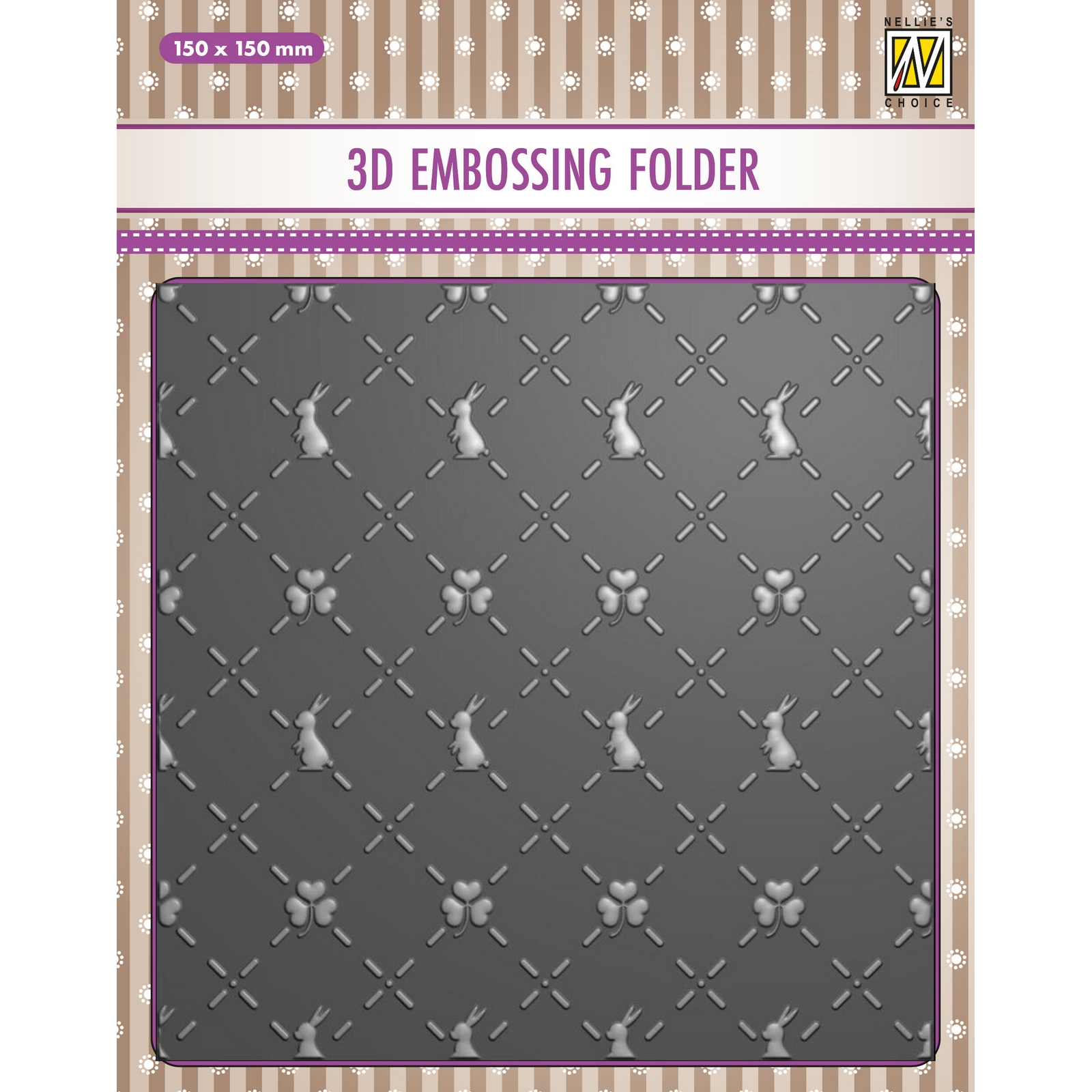 Nellie's Choice • 3D Embossing Folder Background Bunnies and Clovers 15x15cm