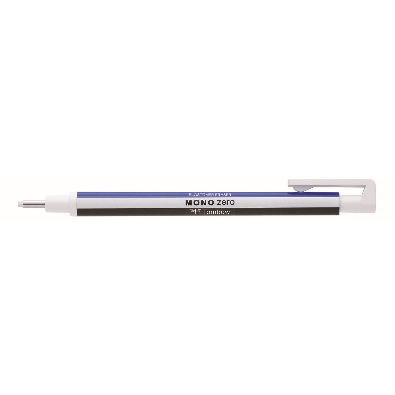 Tombow • Precision eraser MONO zero, refillable, round tip 2,3 mm diameter, blue/white/black