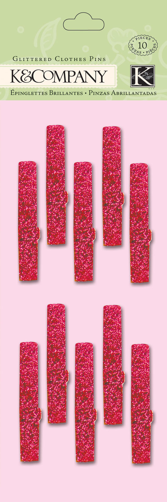 K&Company • Valentine glittered red clothes pins